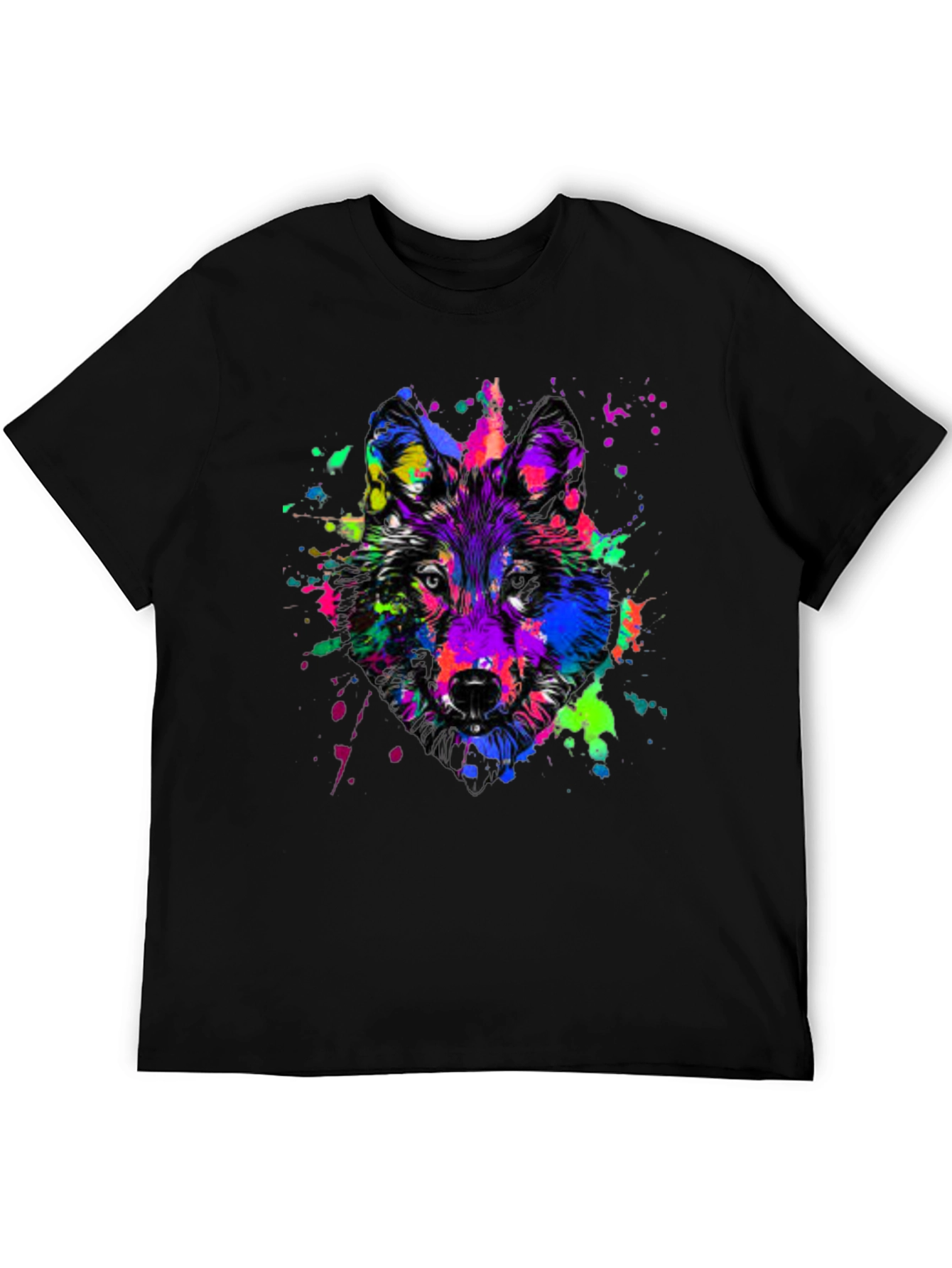 Colorful Wolf Graphic T-Shirt - Bold Animal Print