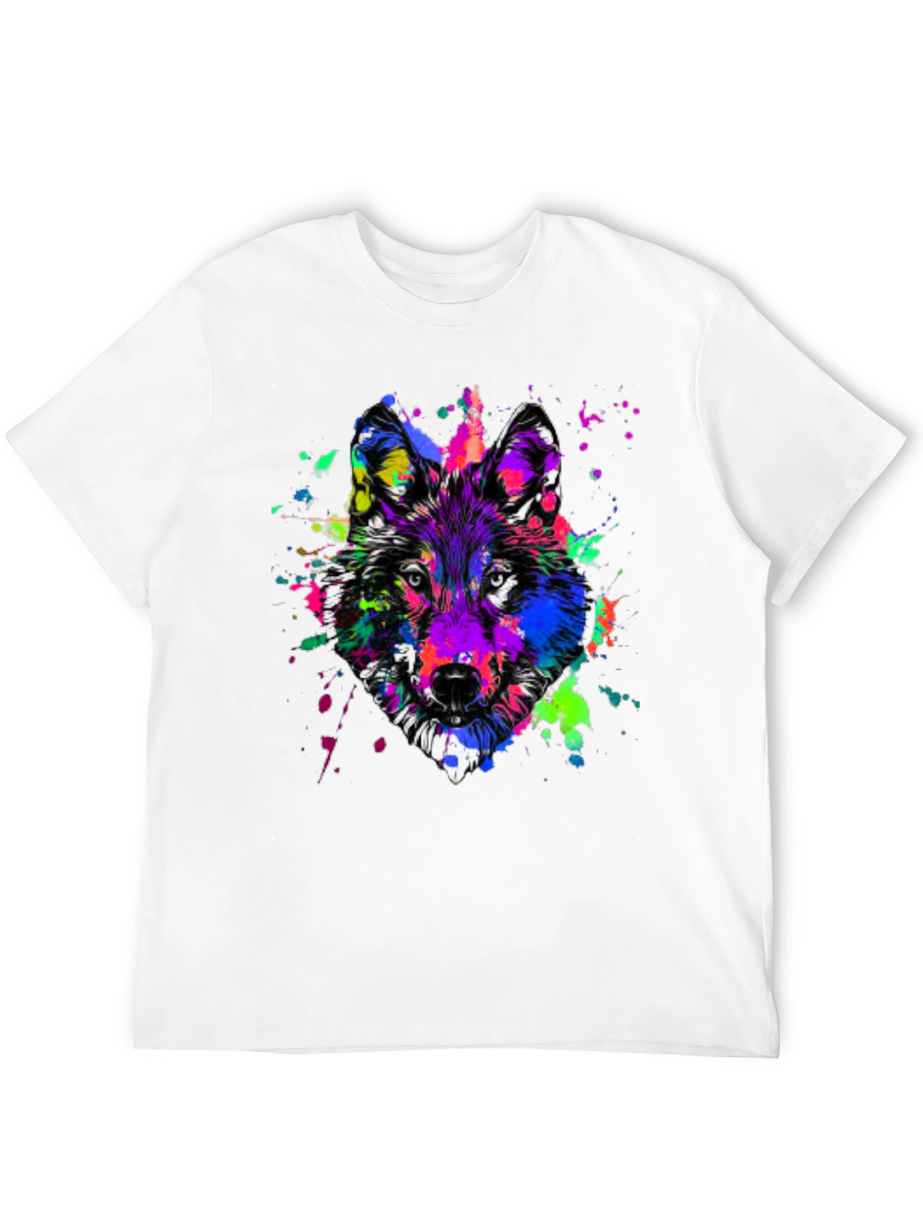 Colorful Wolf Graphic T-Shirt - Bold Animal Print