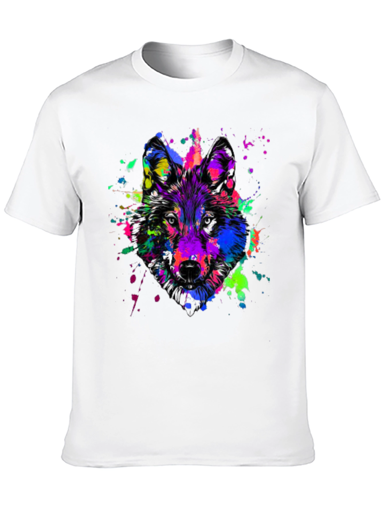 Colorful Wolf Graphic T-Shirt - Bold Animal Print