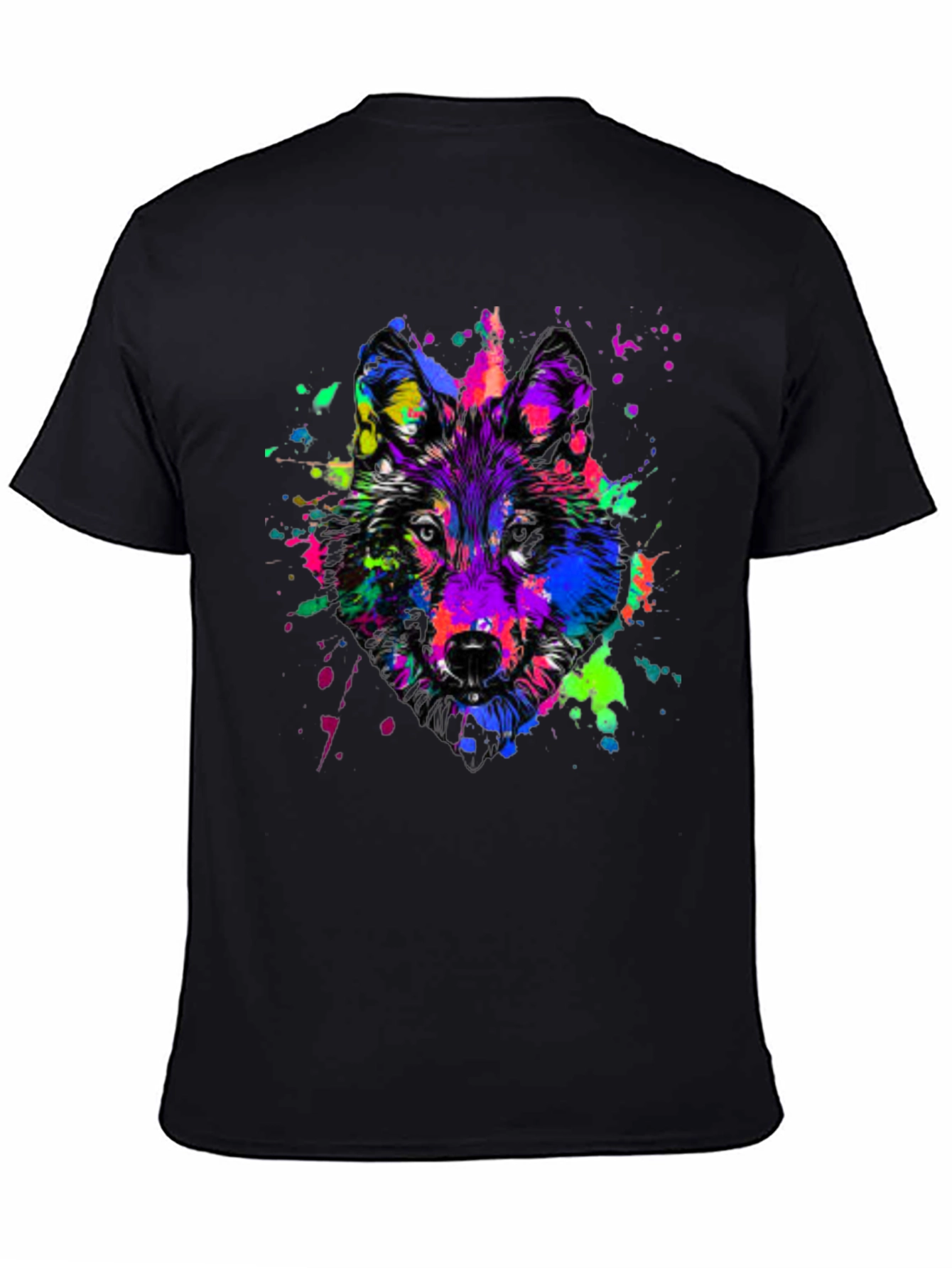 Colorful Wolf Graphic T-Shirt - Bold Animal Print