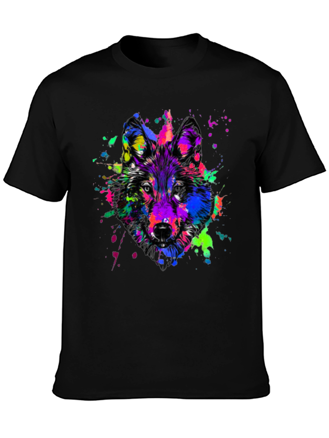 Colorful Wolf Graphic T-Shirt - Bold Animal Print