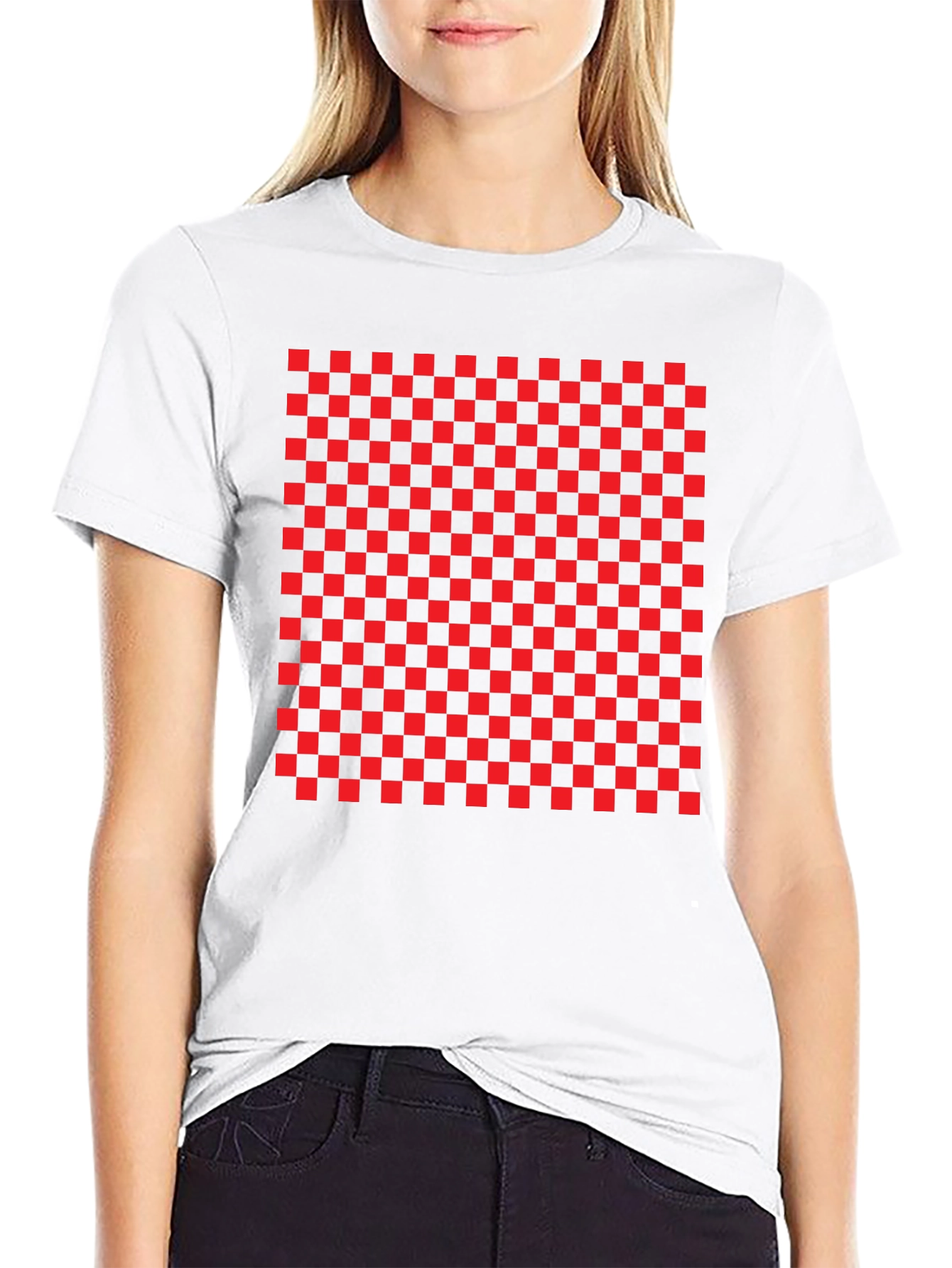 Bold Checkerboard Tee - Statement Graphic T-Shirt