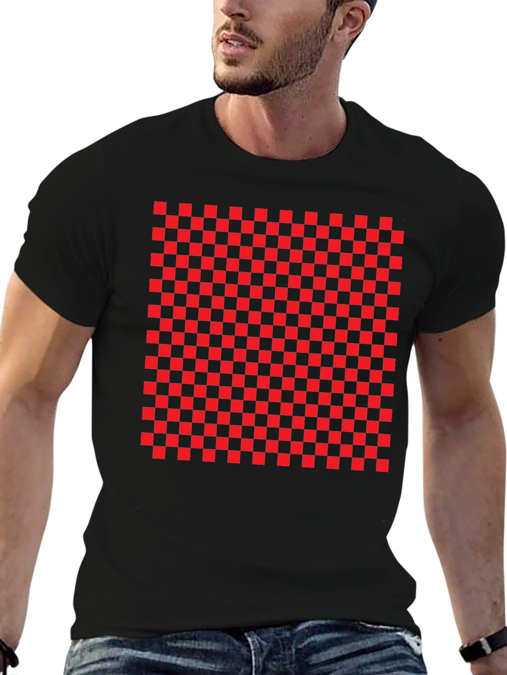 Bold Checkerboard Tee - Statement Graphic T-Shirt