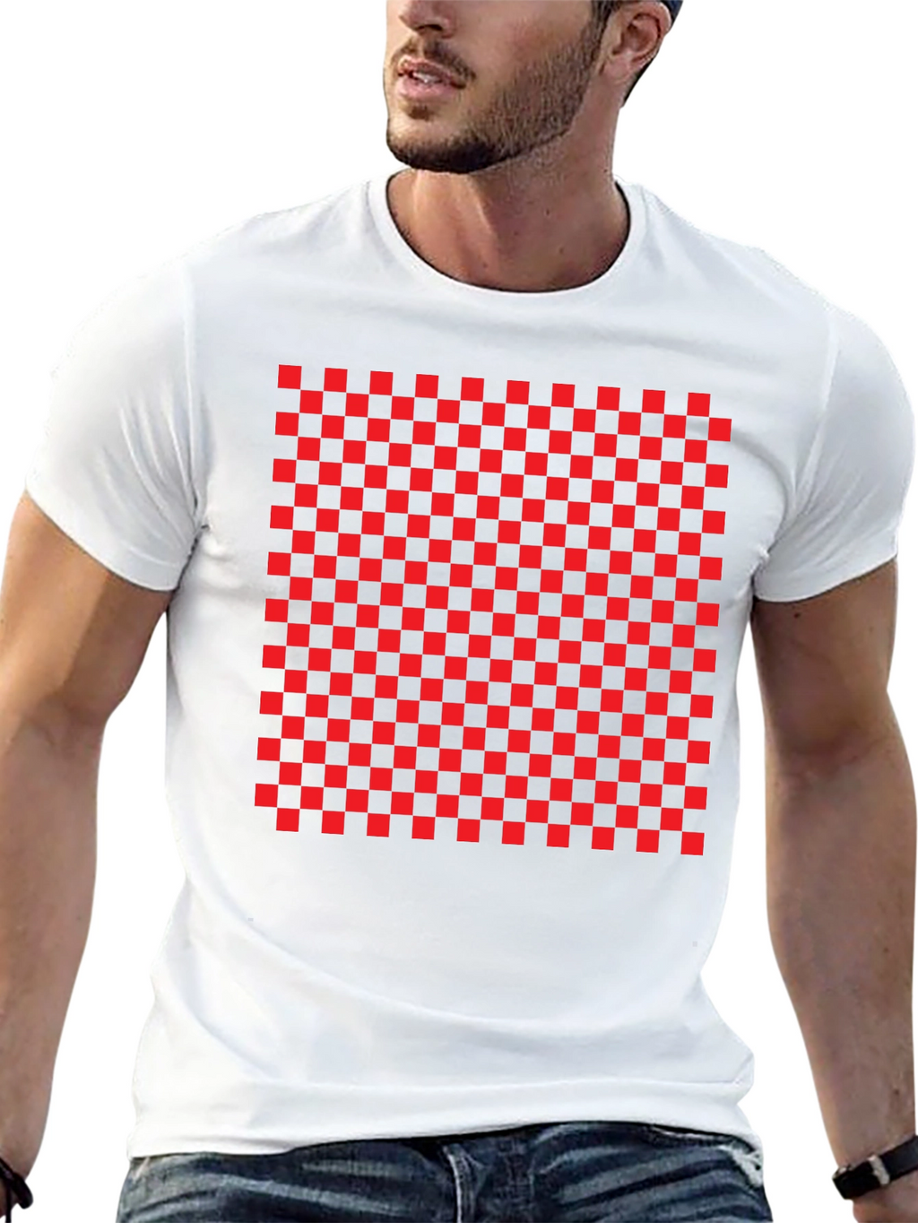 Bold Checkerboard Tee - Statement Graphic T-Shirt