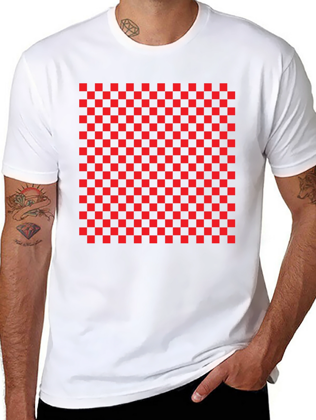 Bold Checkerboard Tee - Statement Graphic T-Shirt