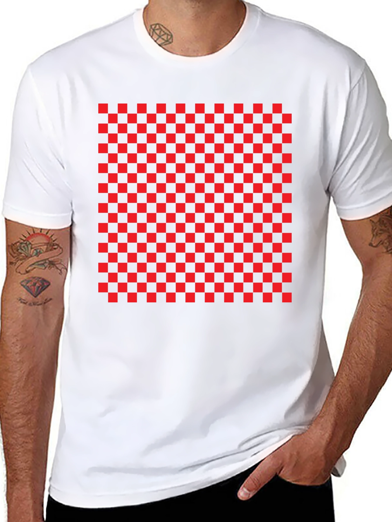 Bold Checkerboard Tee - Statement Graphic T-Shirt