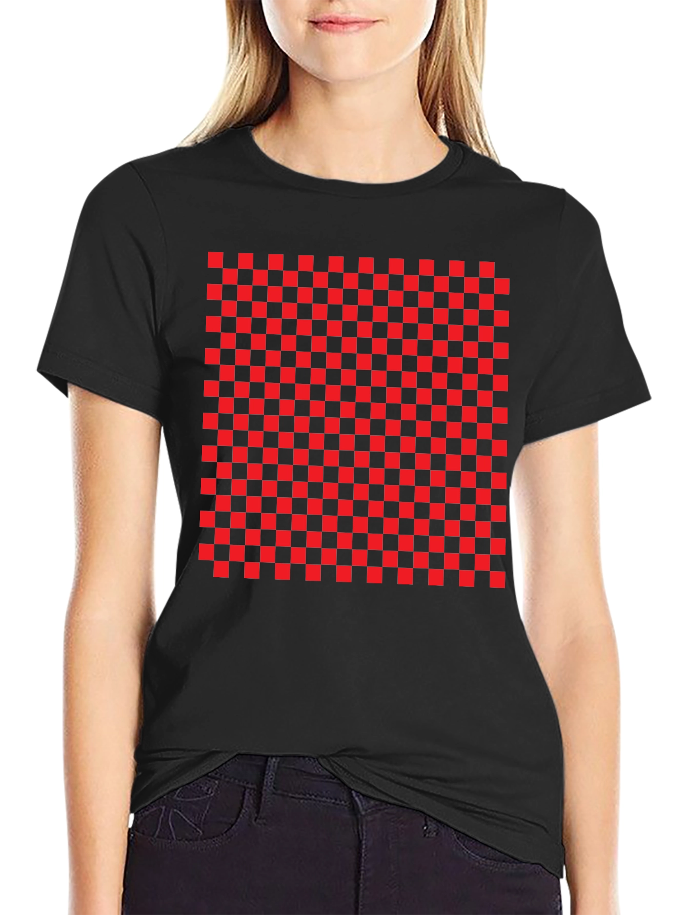 Bold Checkerboard Tee - Statement Graphic T-Shirt