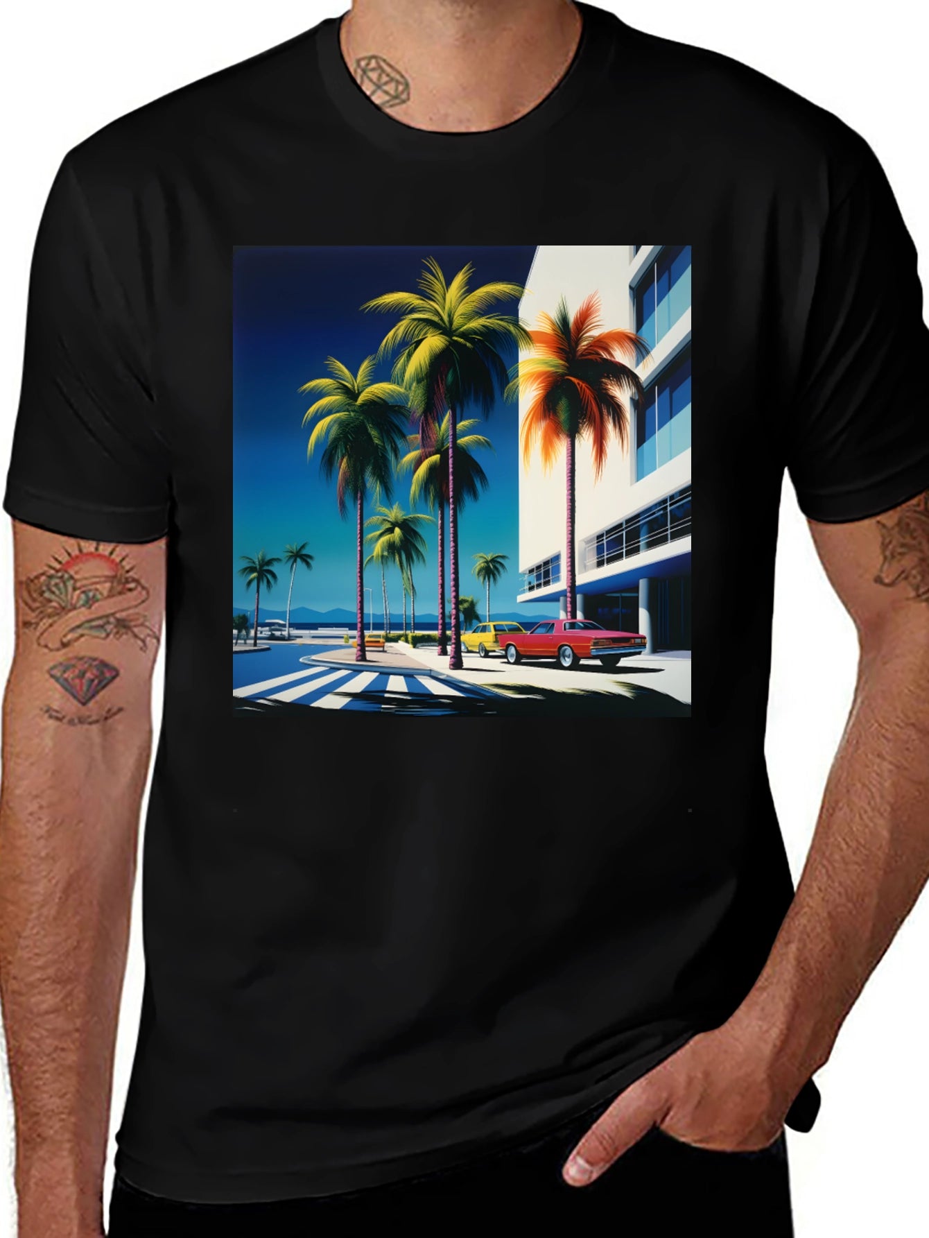 Retro Palm Beach Graphic Tee - Vintage Style
