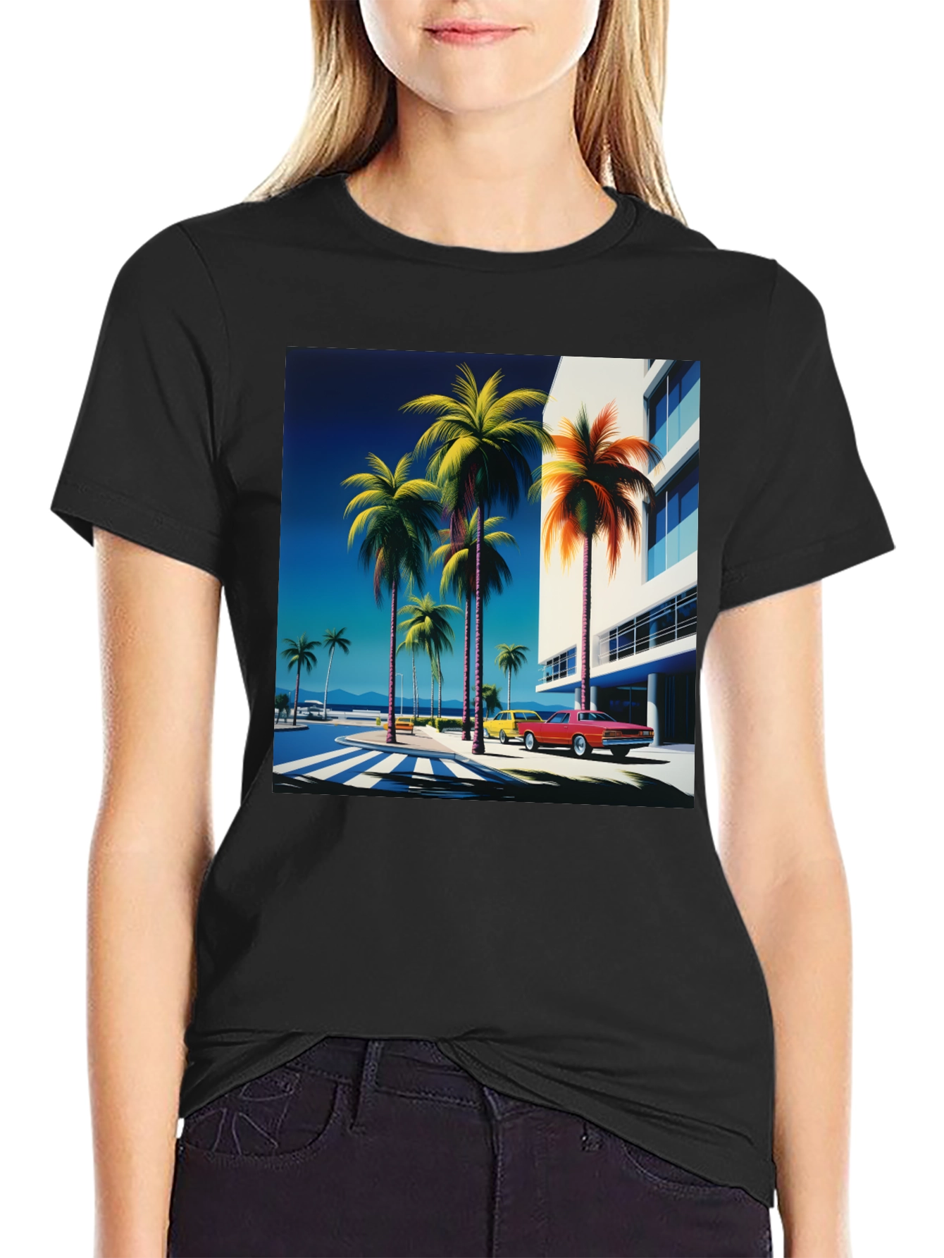 Retro Palm Beach Graphic Tee - Vintage Style