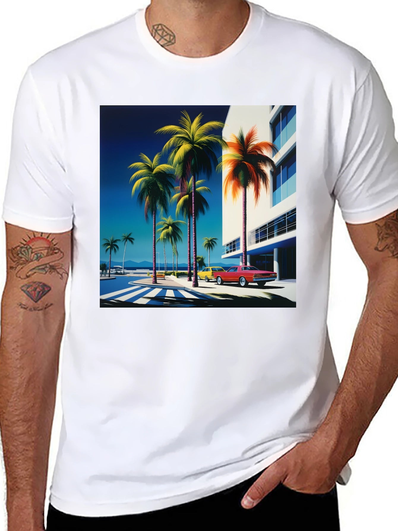 Retro Palm Beach Graphic Tee - Vintage Style