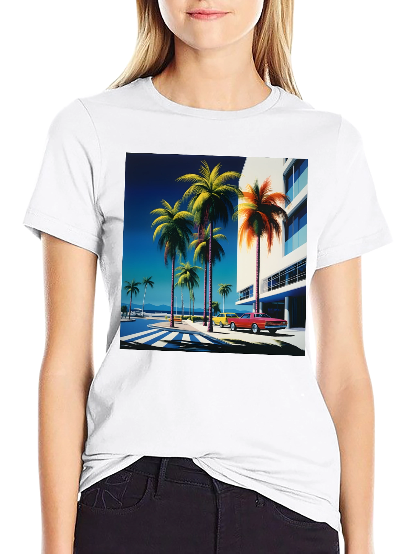 Retro Palm Beach Graphic Tee - Vintage Style
