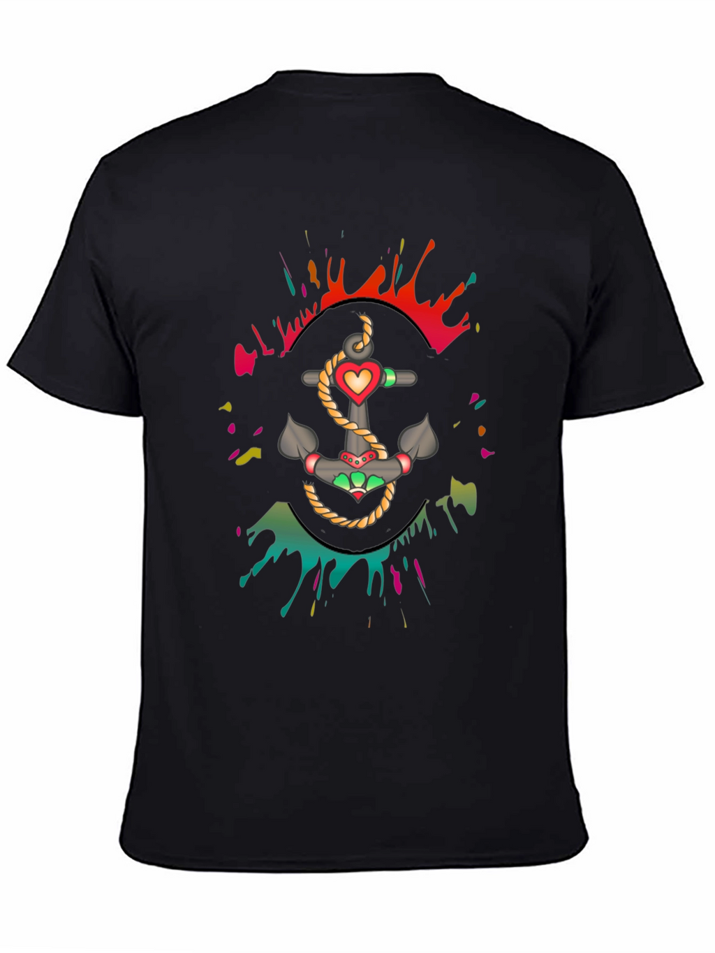 Anchor Heart Graphic Mens Black T-Shirt
