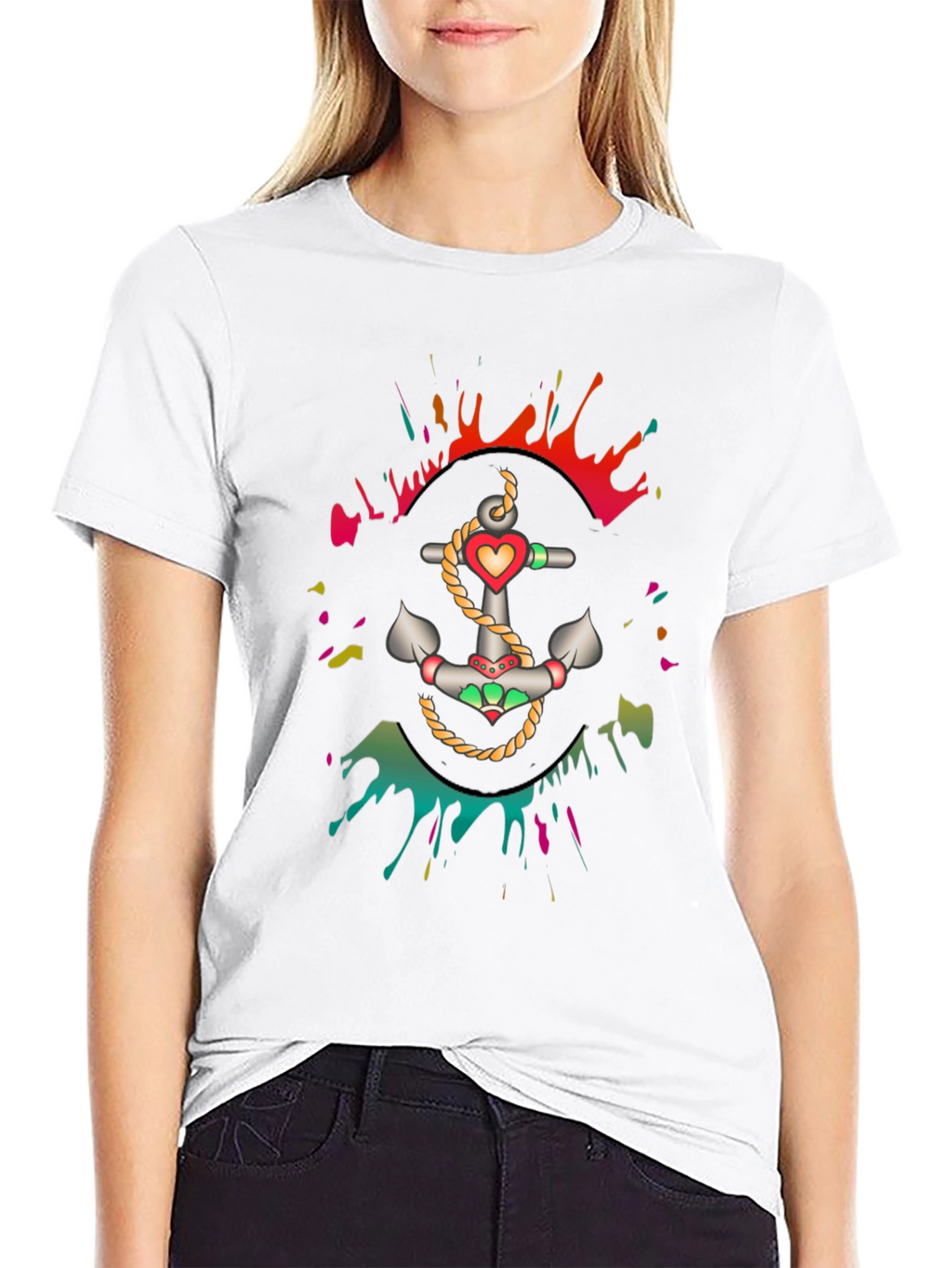 Anchor Heart Graphic Mens Black T-Shirt