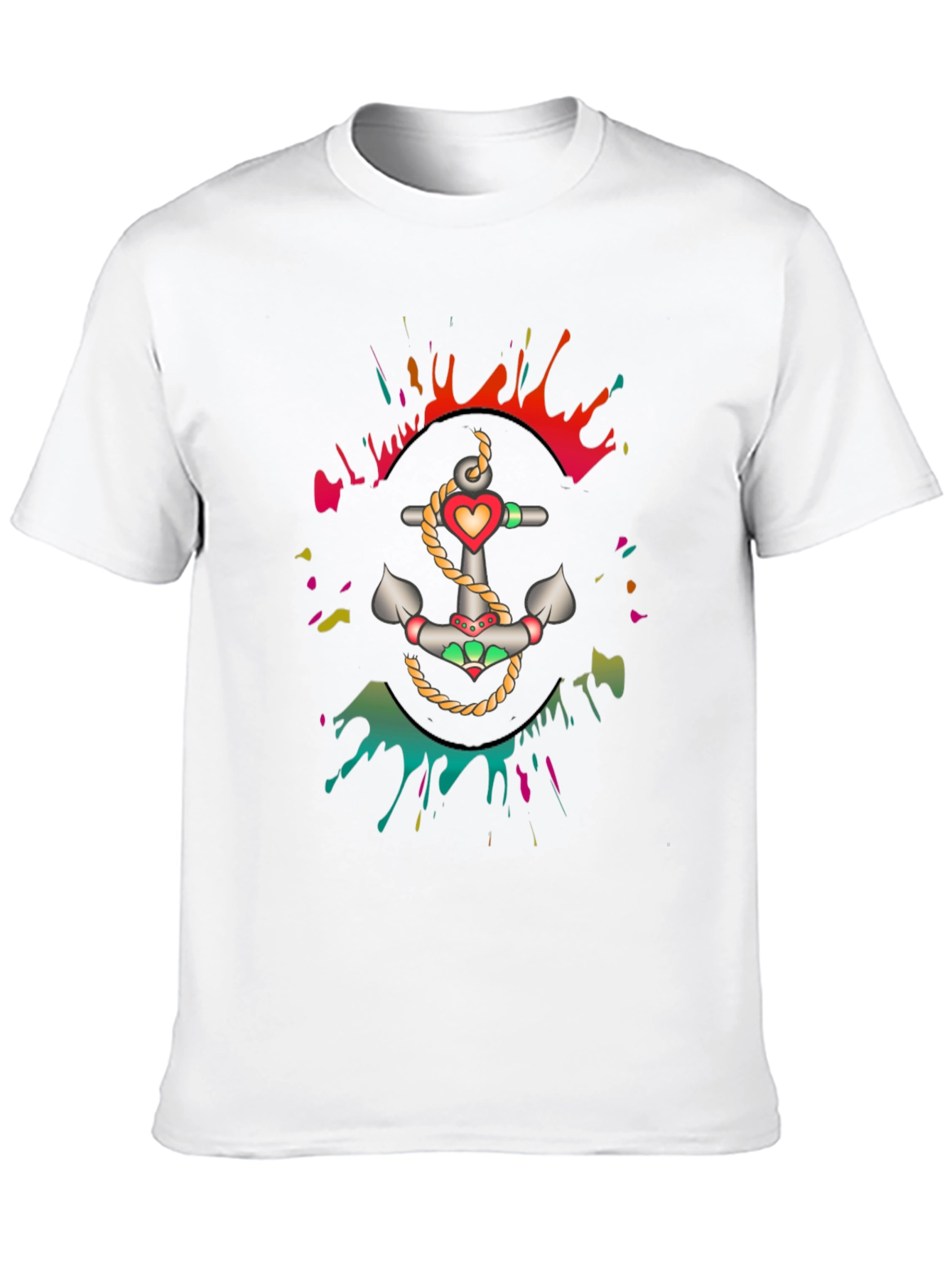 Anchor Heart Graphic Mens Black T-Shirt