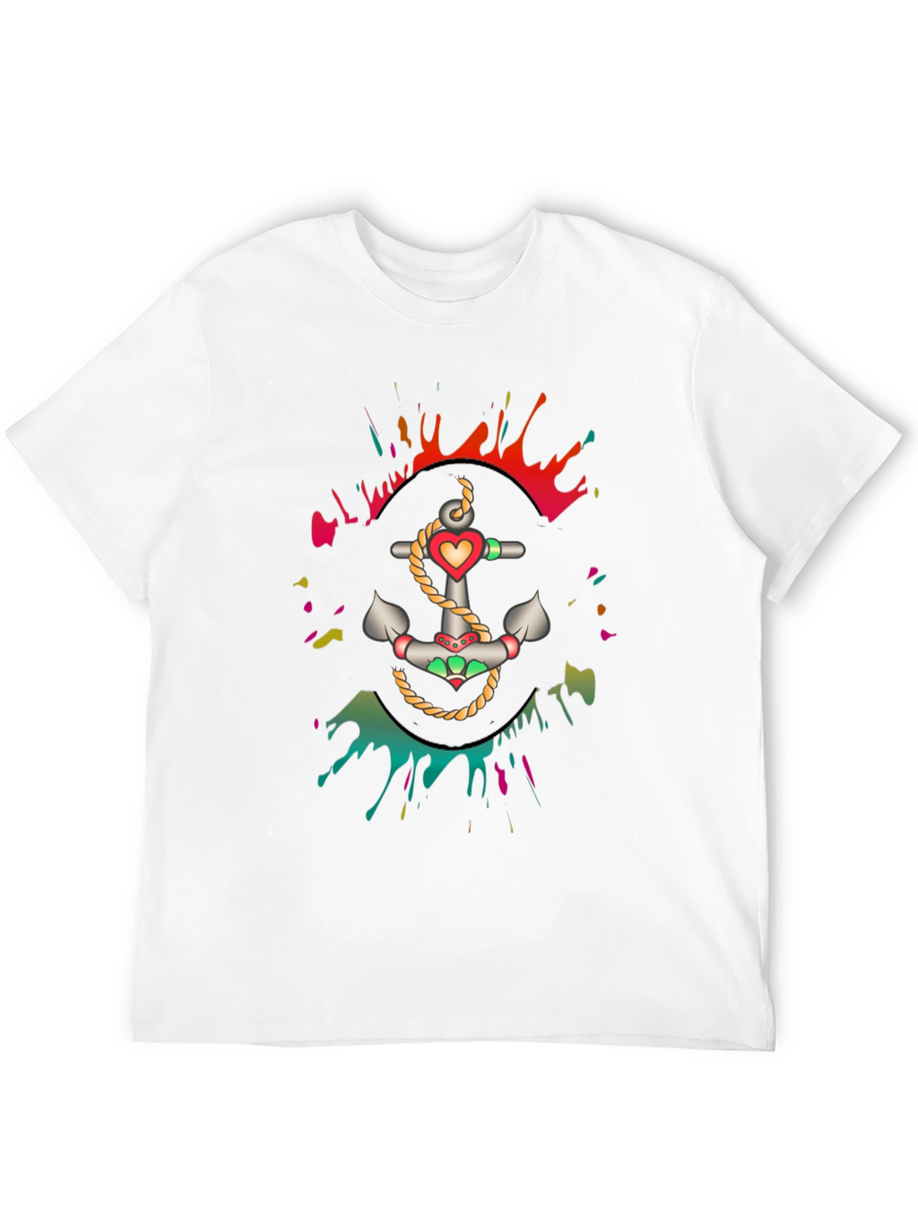 Anchor Heart Graphic Mens Black T-Shirt