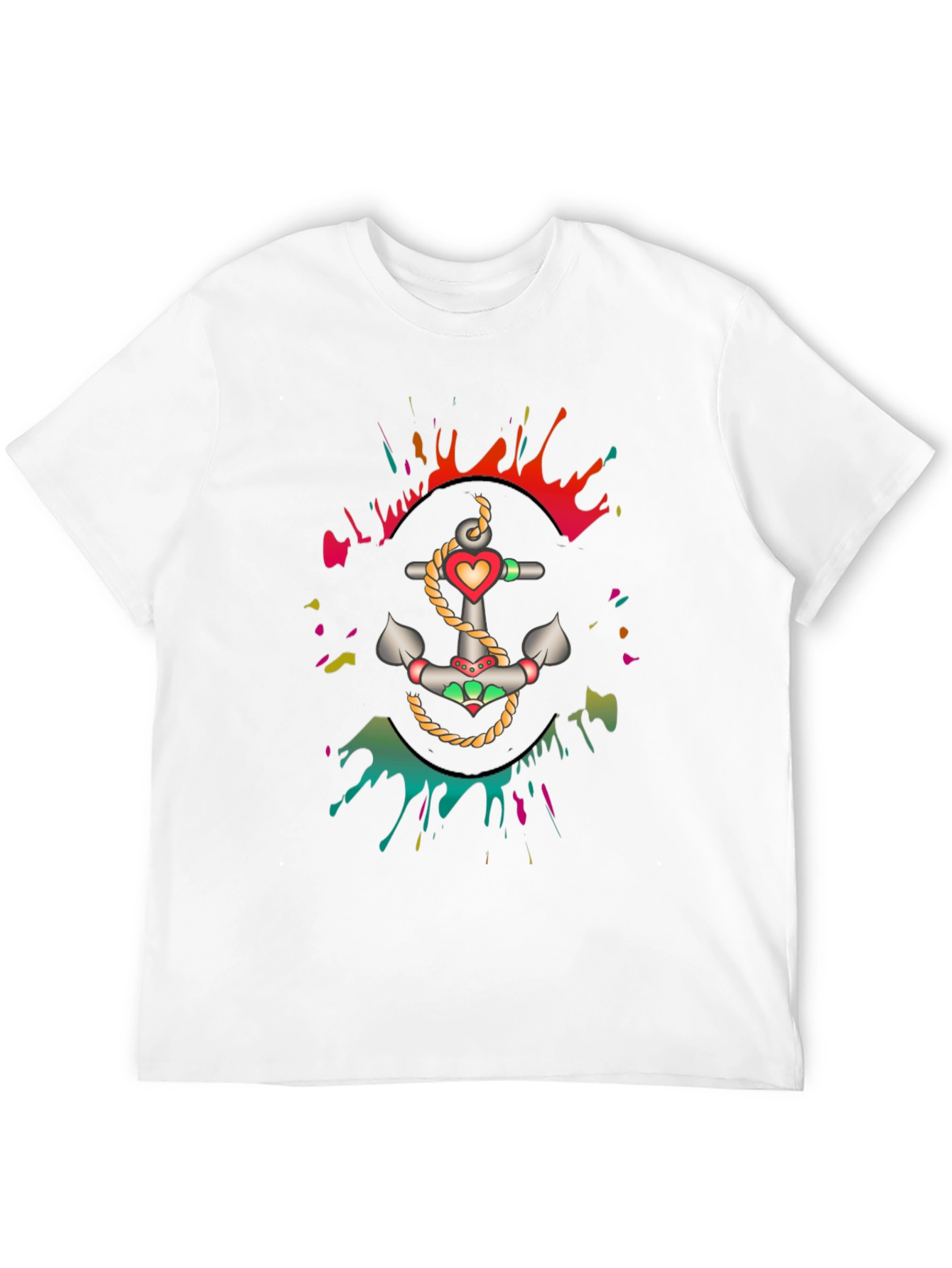 Anchor Heart Graphic Mens Black T-Shirt