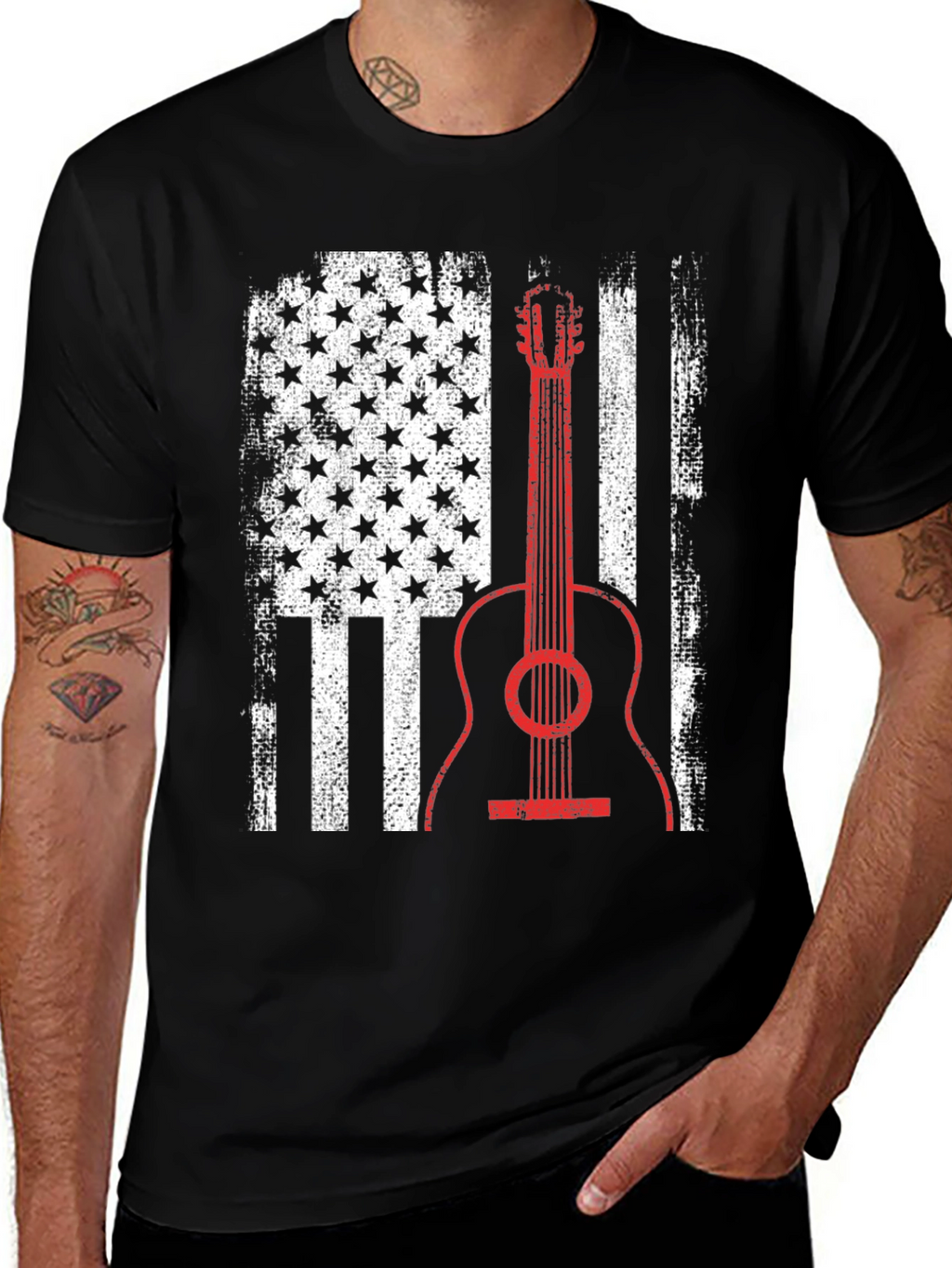 American Flag Guitar T-Shirt