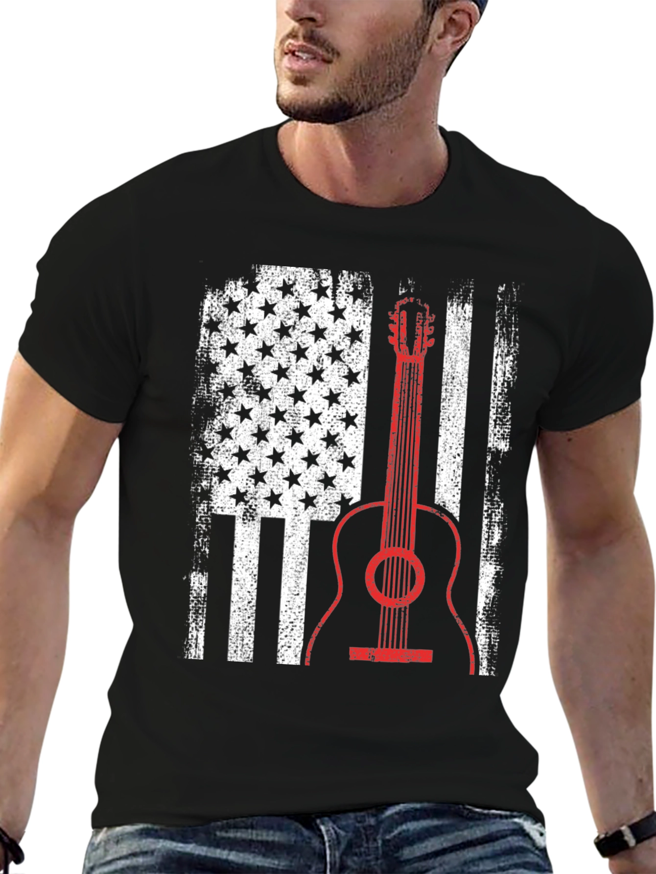 American Flag Guitar T-Shirt