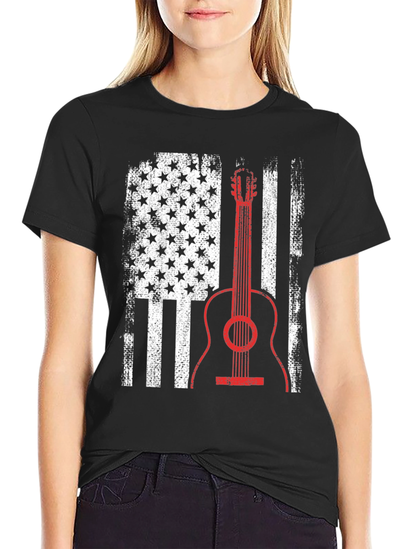 American Flag Guitar T-Shirt