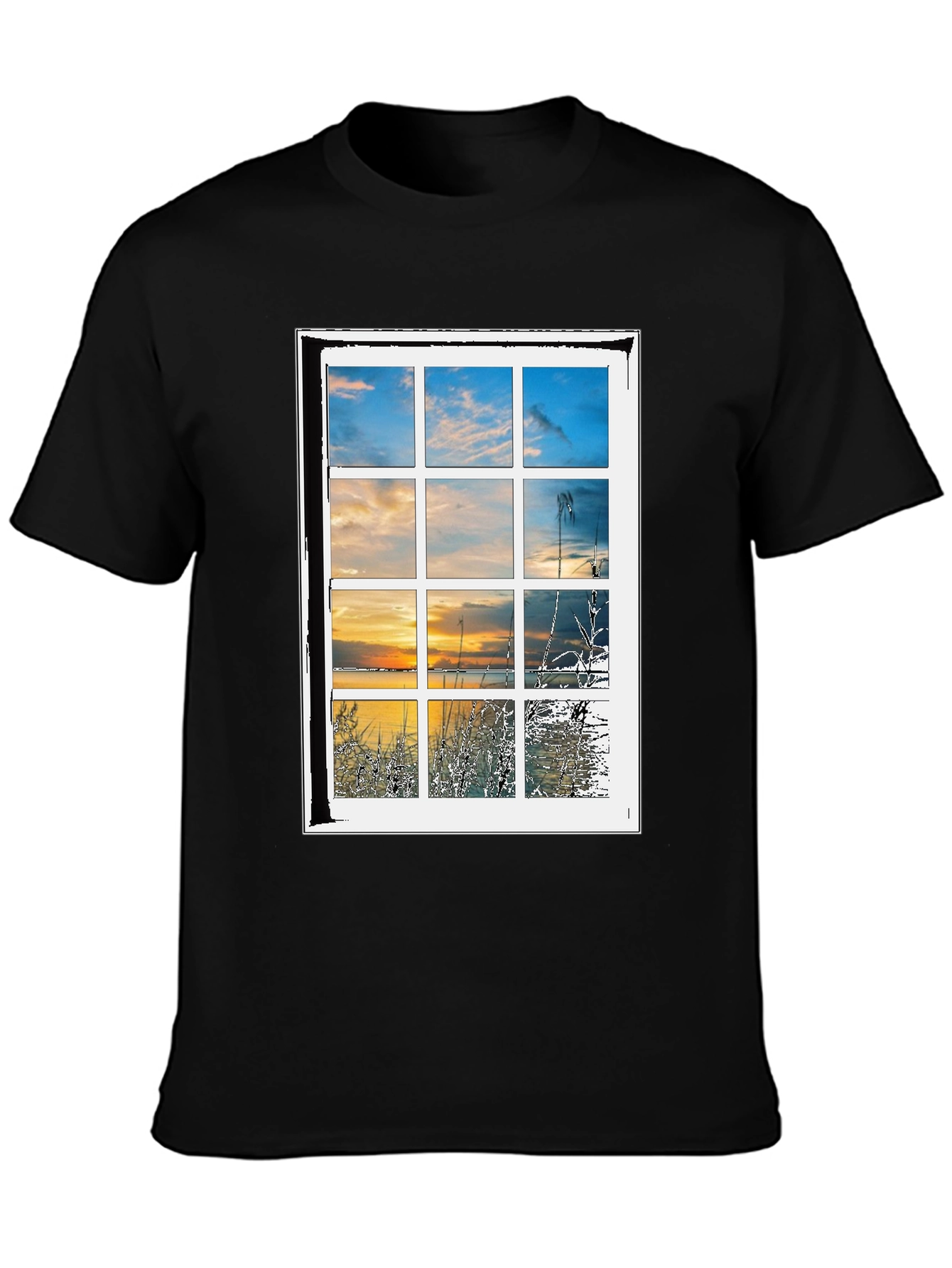 Window to Nature Graphic Tee - Black Cotton Blend Shirt