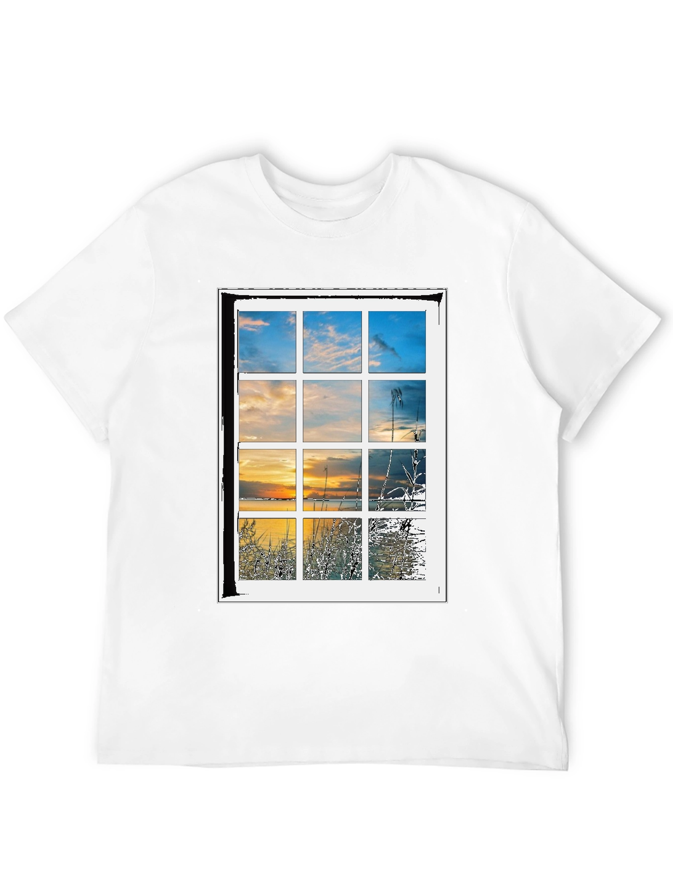 Window to Nature Graphic Tee - Black Cotton Blend Shirt