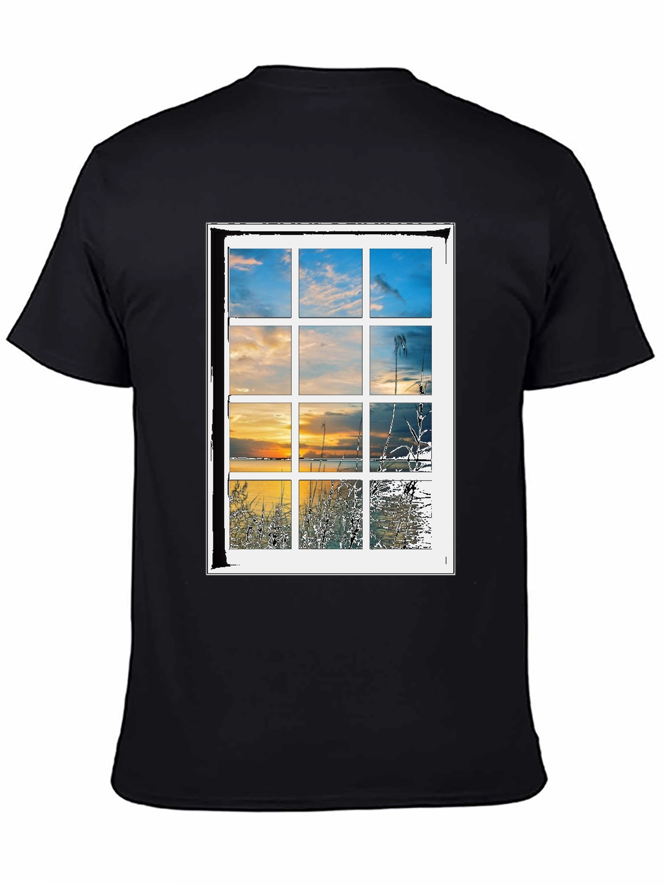 Window to Nature Graphic Tee - Black Cotton Blend Shirt