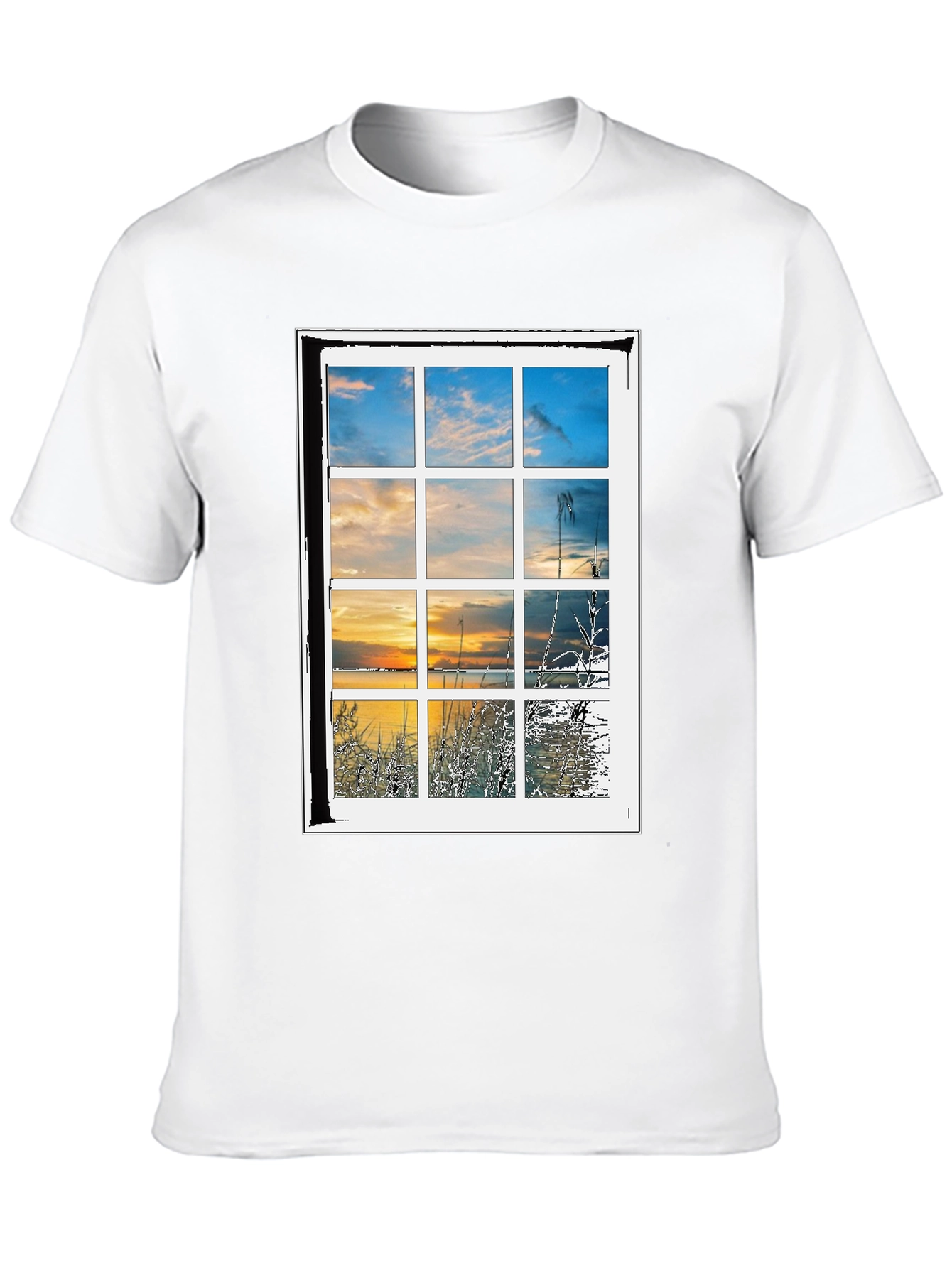 Window to Nature Graphic Tee - Black Cotton Blend Shirt
