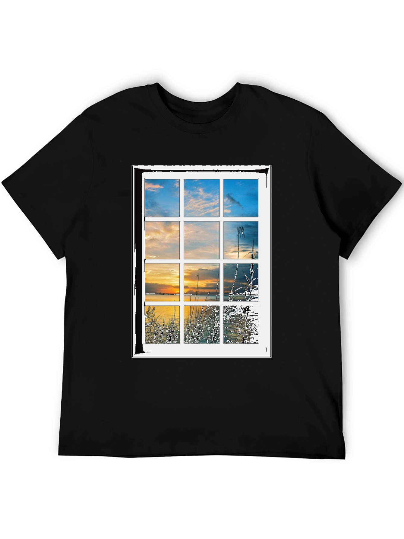 Window to Nature Graphic Tee - Black Cotton Blend Shirt