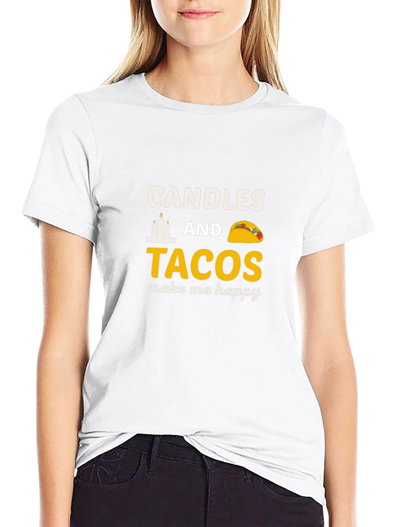 Candles & Tacos Graphic Tee - Happy Vibes!