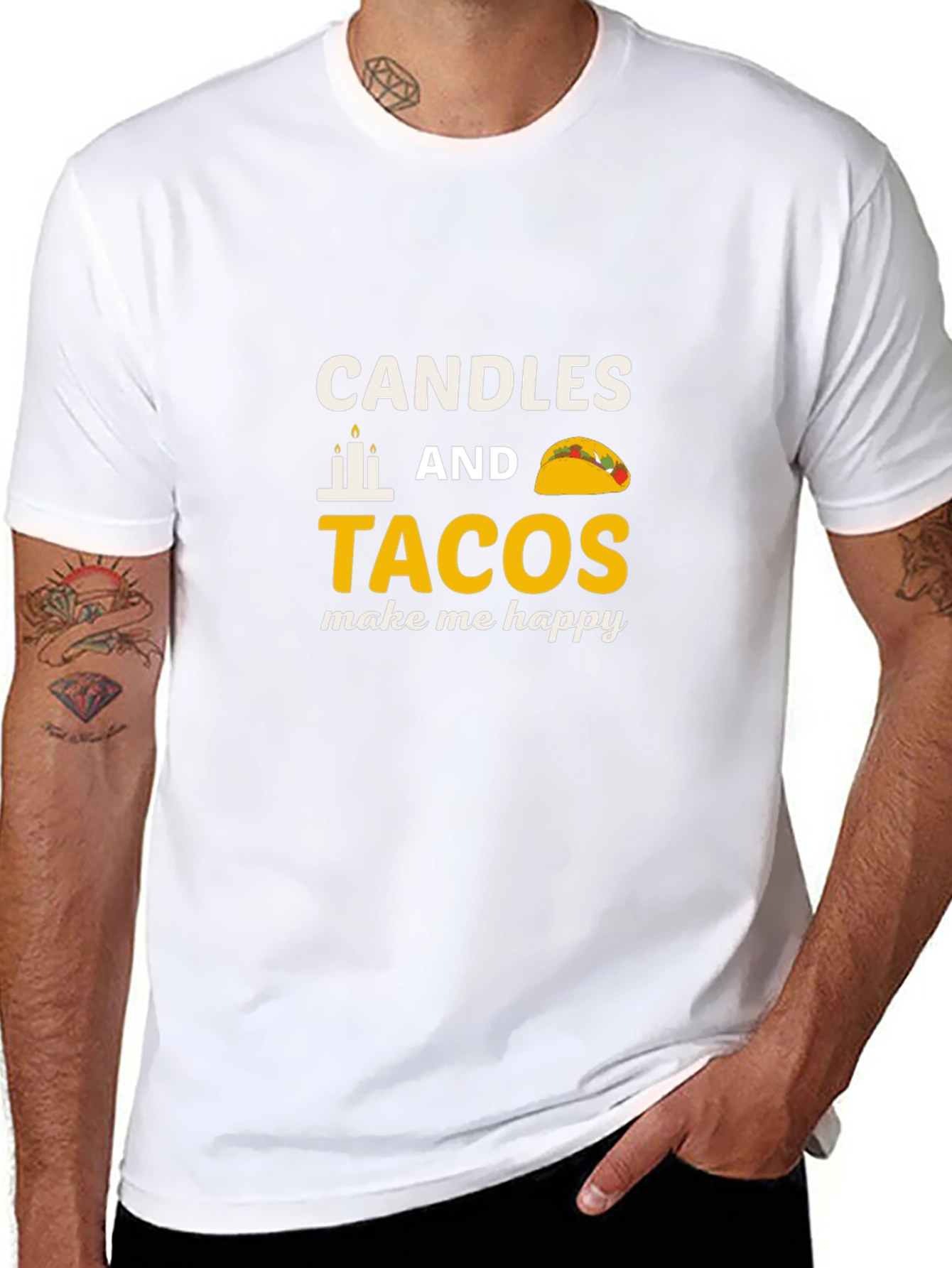 Candles & Tacos Graphic Tee - Happy Vibes!