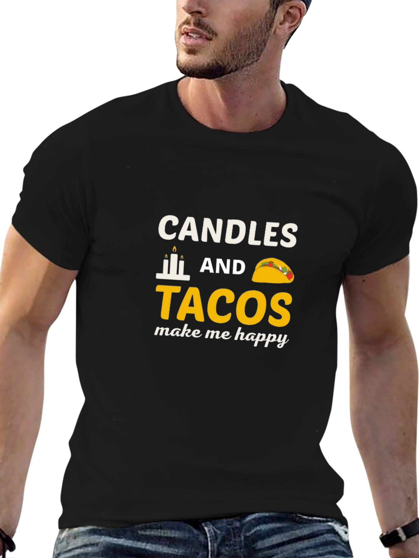 Candles & Tacos Graphic Tee - Happy Vibes!