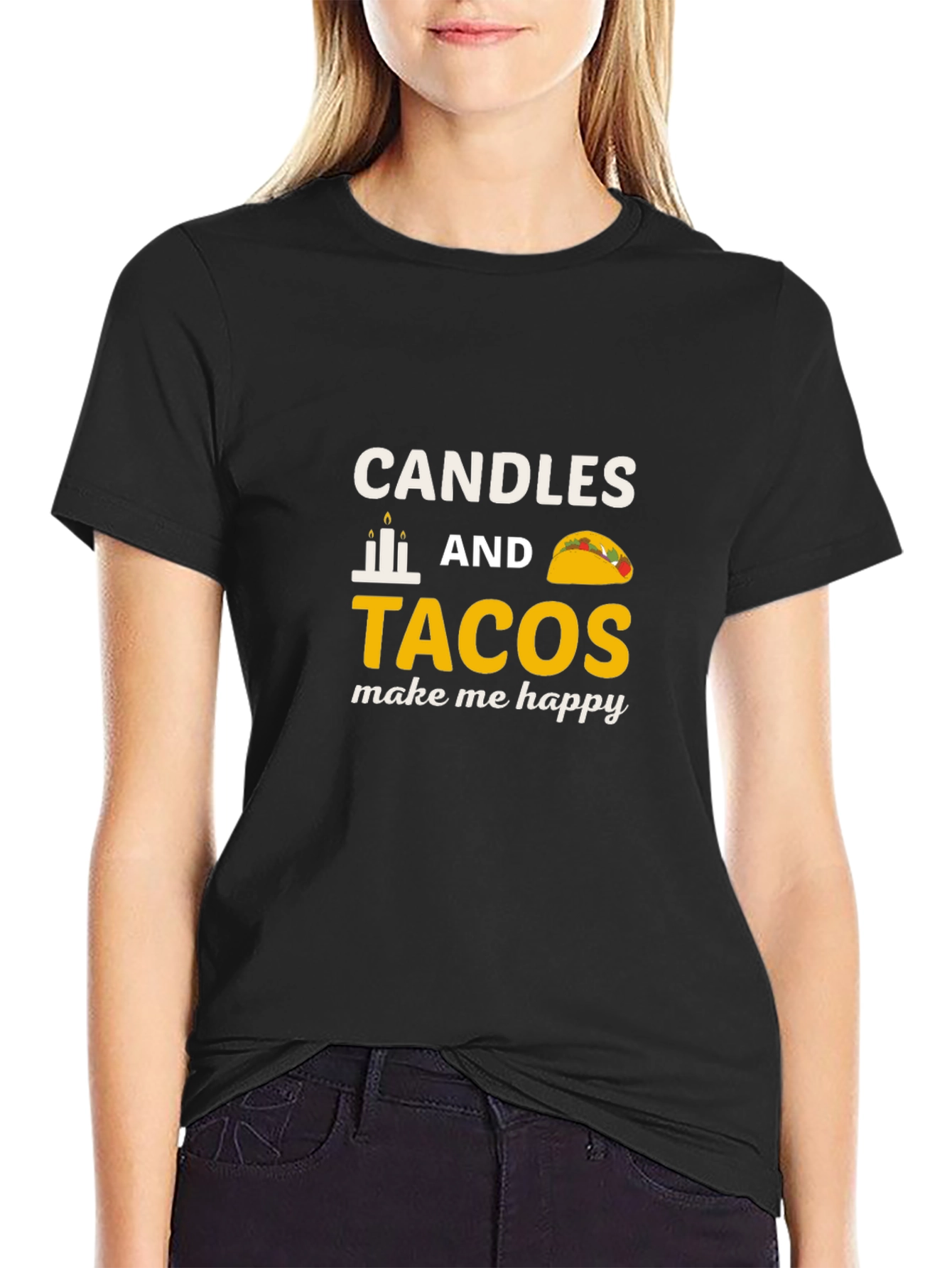 Candles & Tacos Graphic Tee - Happy Vibes!