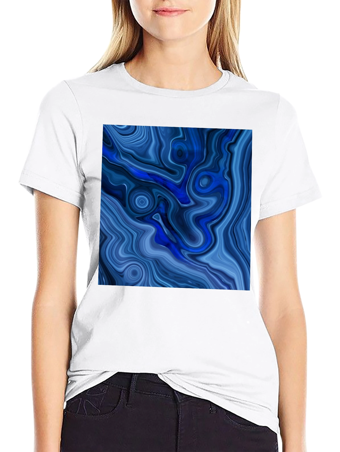 Blue Swirl Graphic Tee - Modern Art T-Shirt