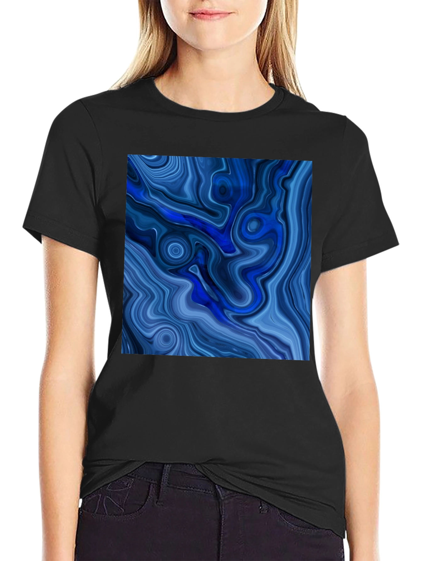 Blue Swirl Graphic Tee - Modern Art T-Shirt