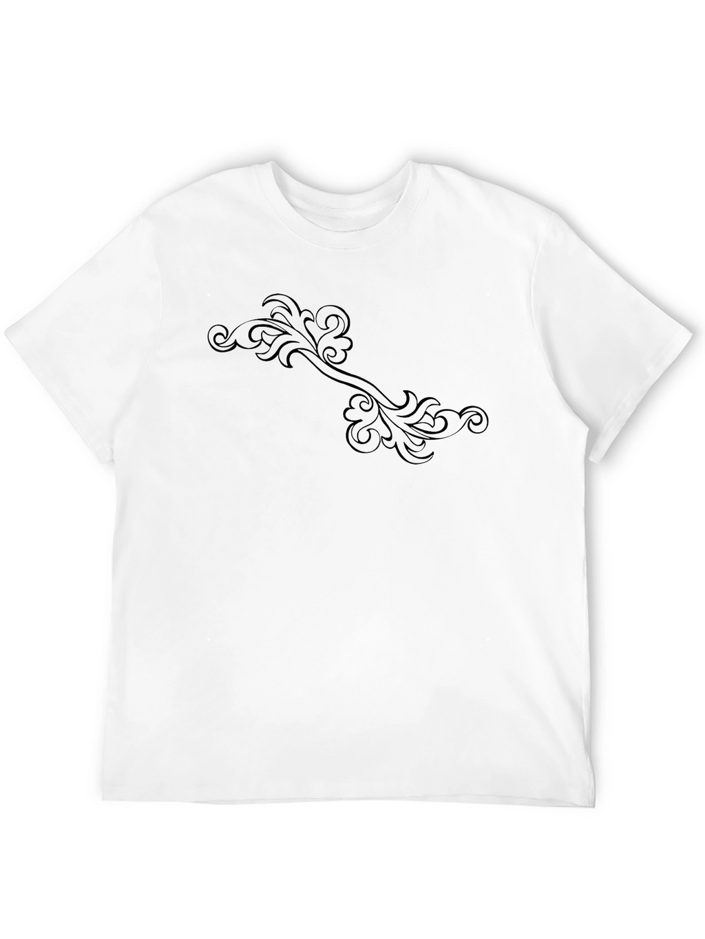 Elegant Floral Scroll Black T-Shirt