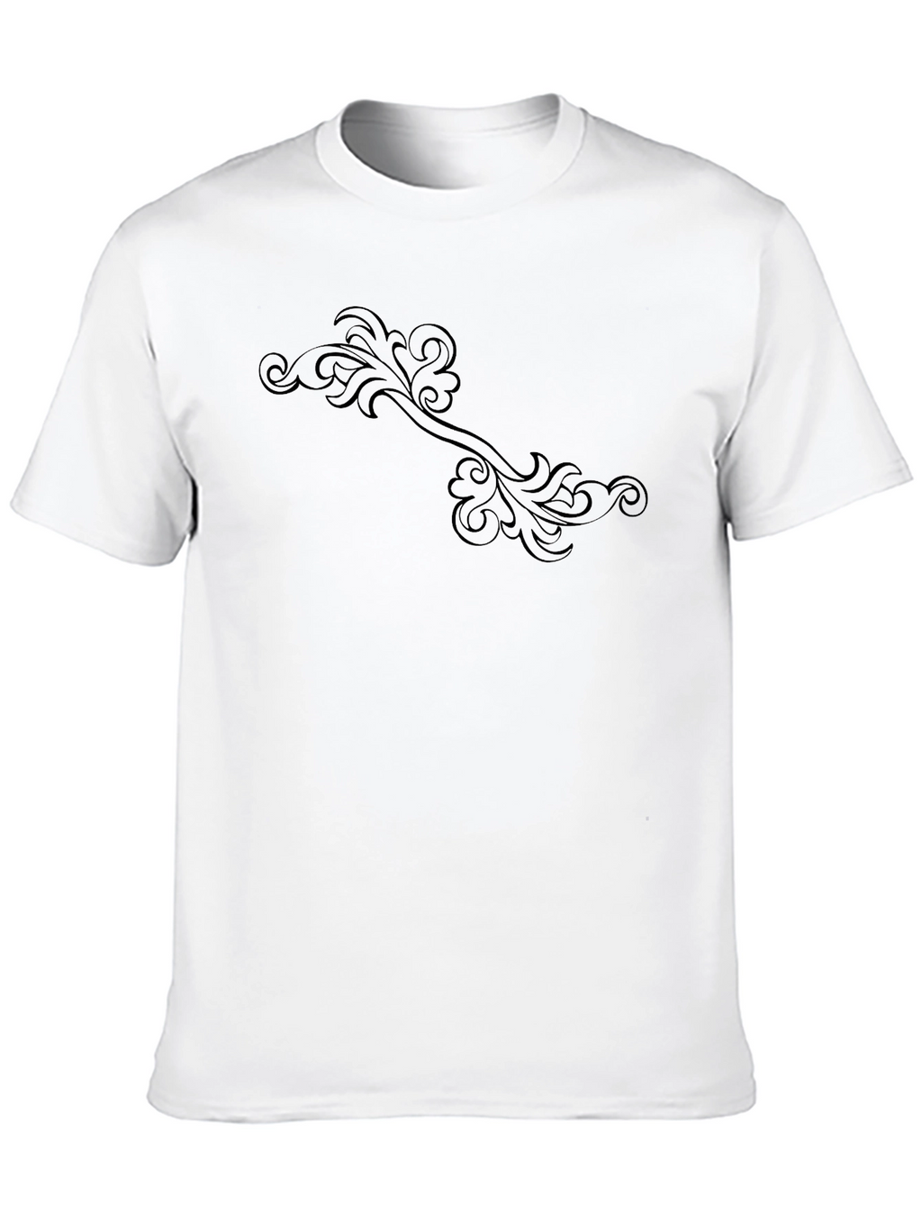 Elegant Floral Scroll Black T-Shirt