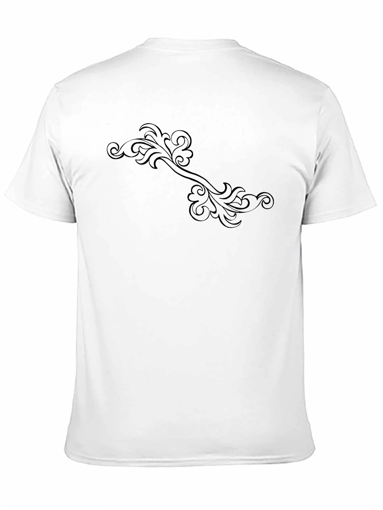 Elegant Floral Scroll Black T-Shirt
