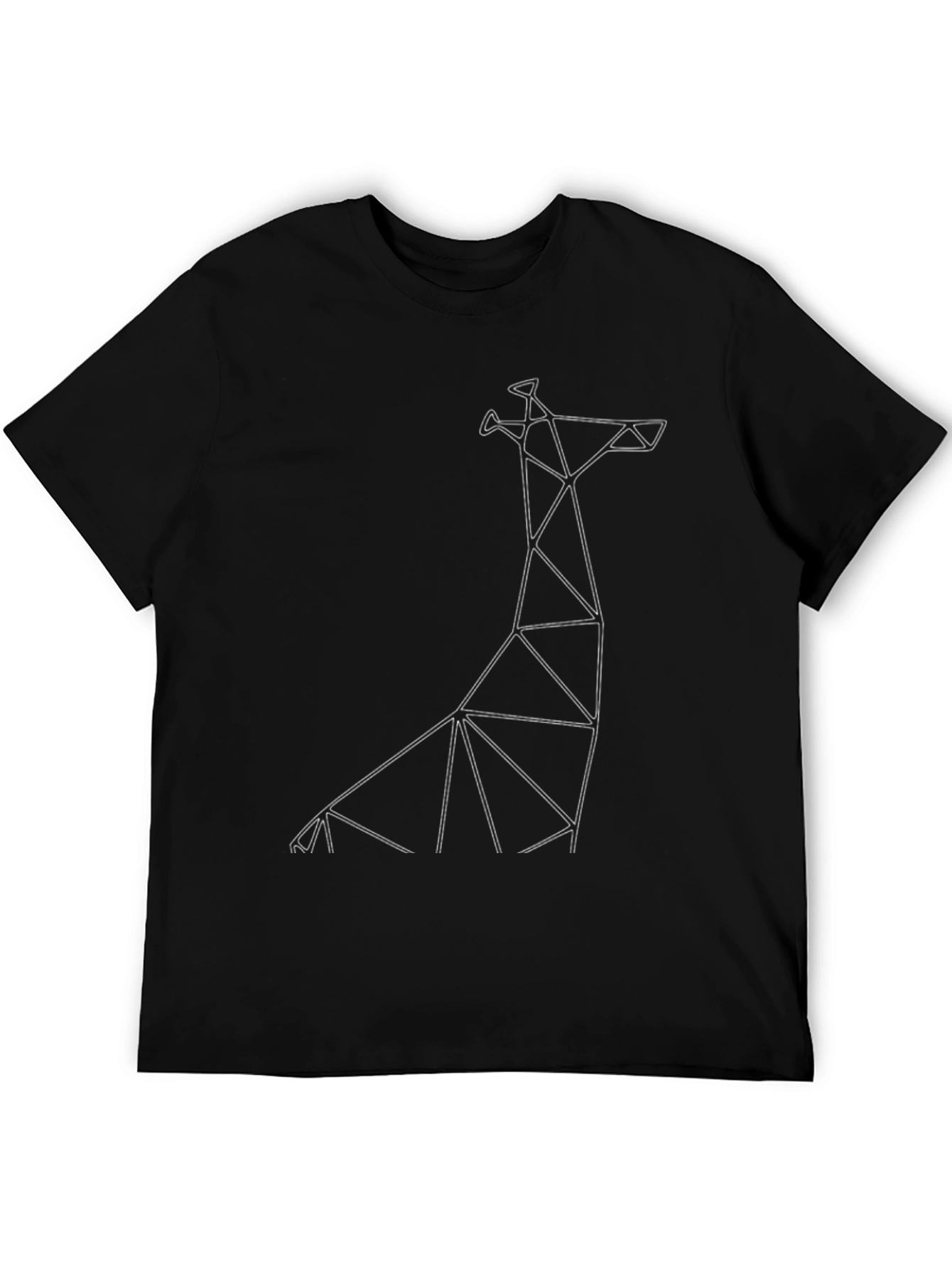 Geometric Giraffe Black T-Shirt - Modern Minimalist Design