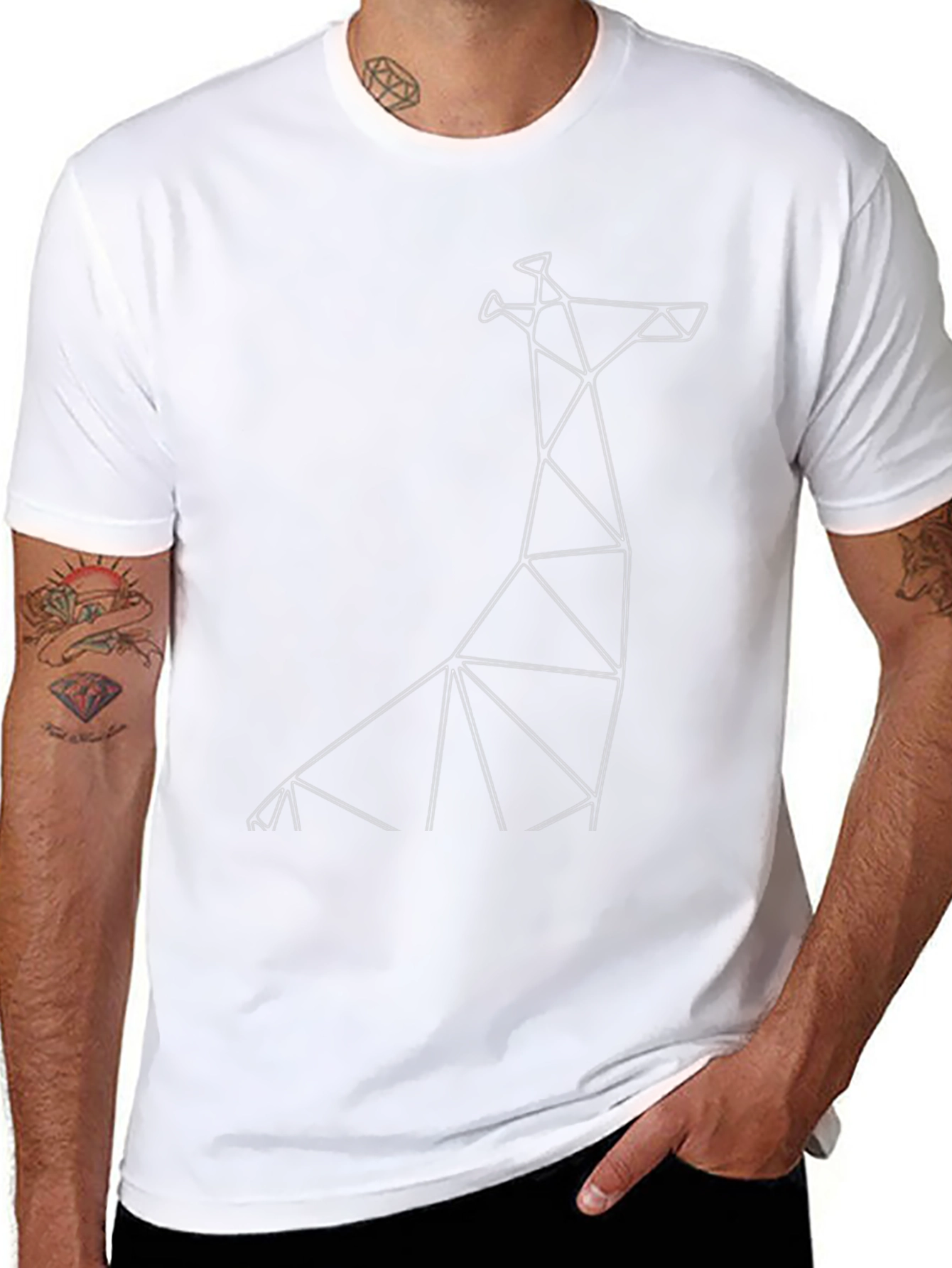 Geometric Giraffe Black T-Shirt - Modern Minimalist Design