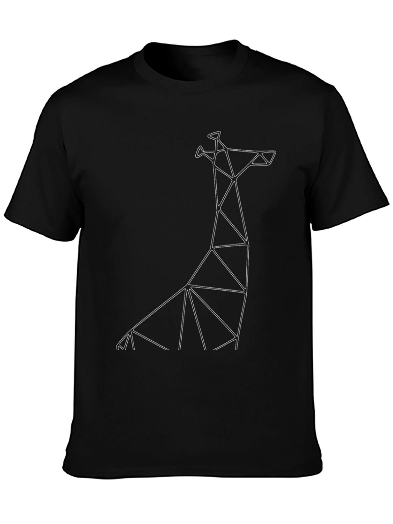 Geometric Giraffe Black T-Shirt - Modern Minimalist Design