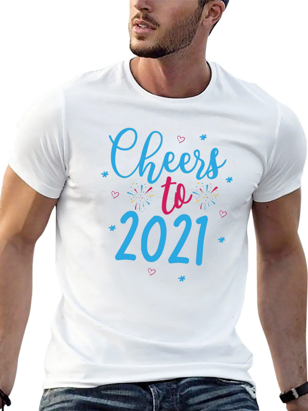 Cheers to 2021 Black Graphic Tee