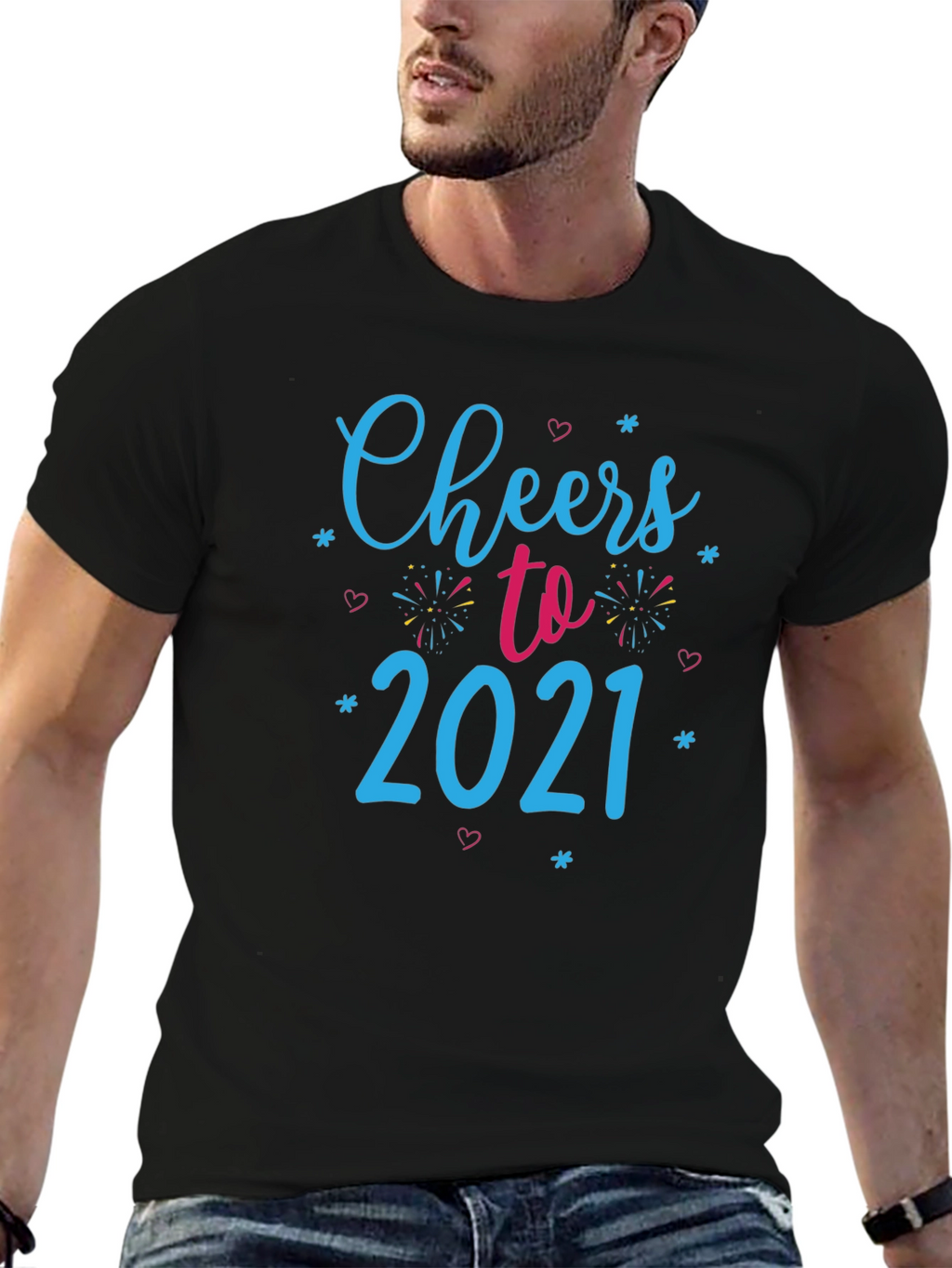 Cheers to 2021 Black Graphic Tee