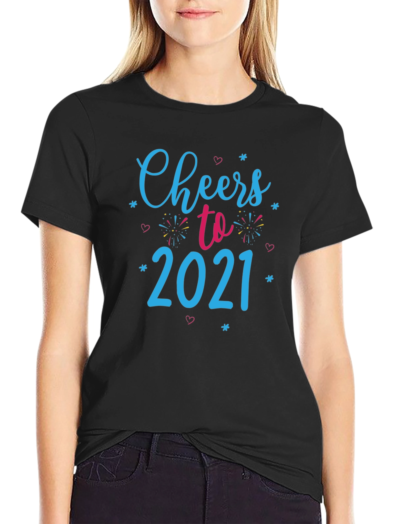 Cheers to 2021 Black Graphic Tee