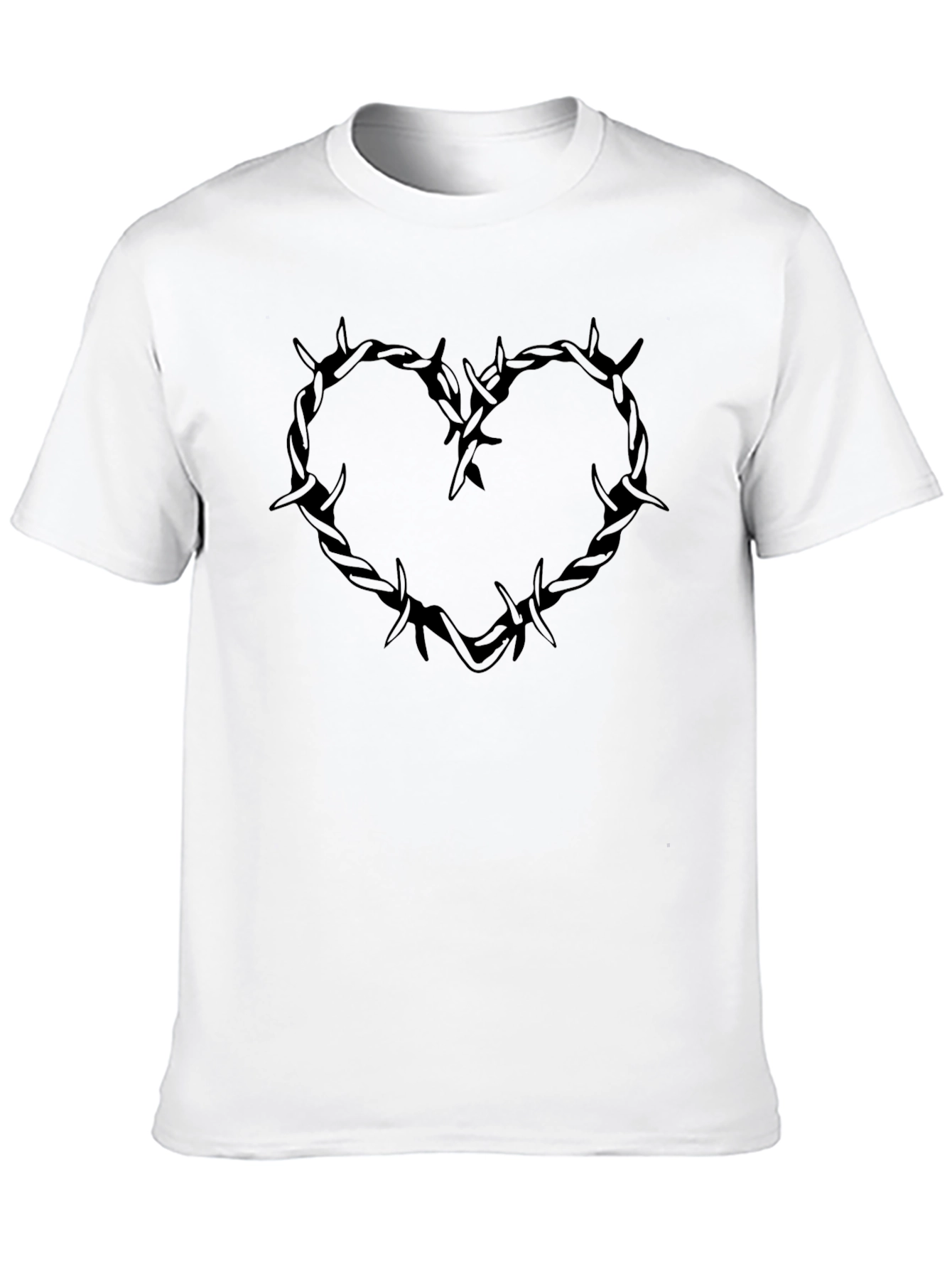 Edgy Heart Barbed Wire Graphic Tee - Black