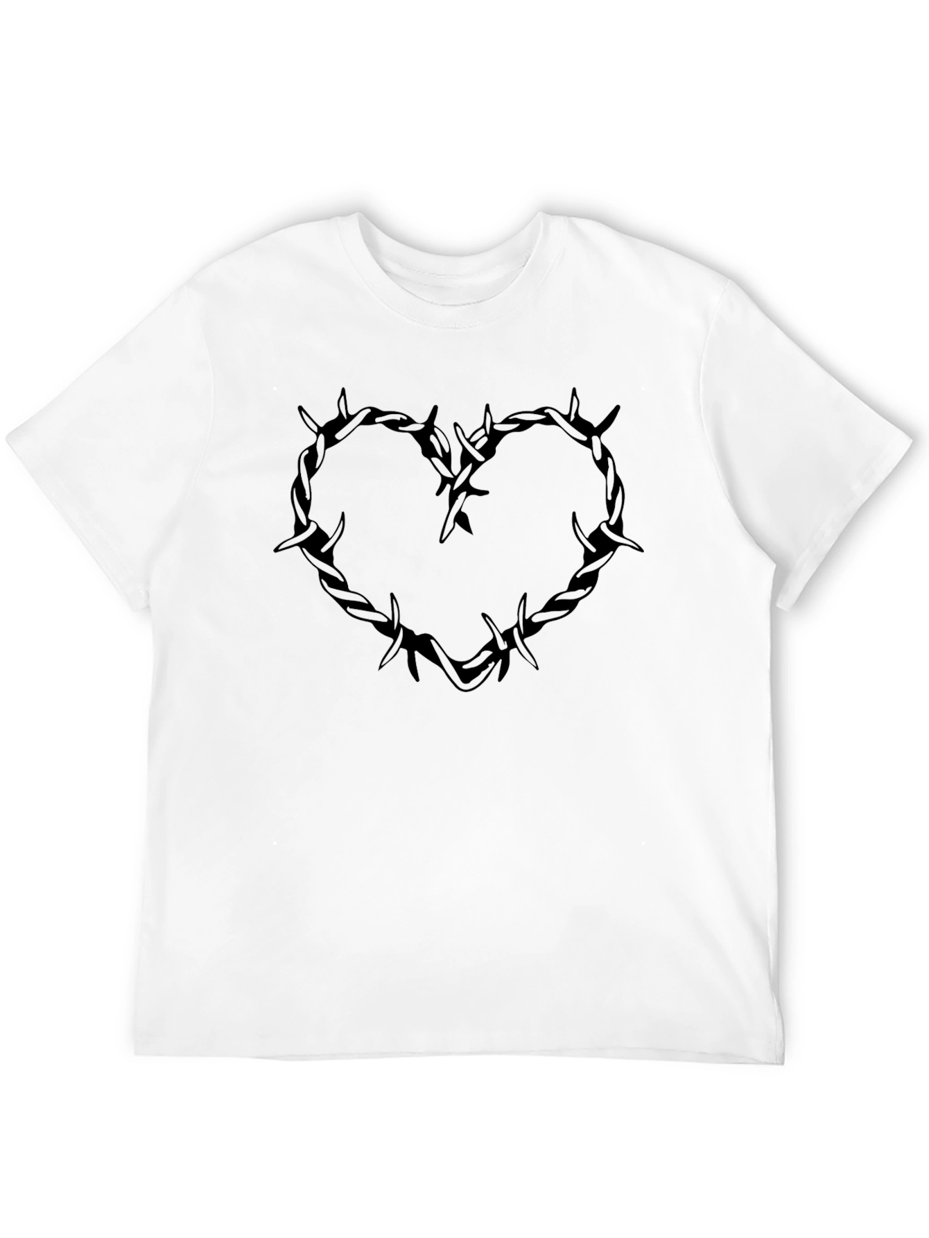 Edgy Heart Barbed Wire Graphic Tee - Black