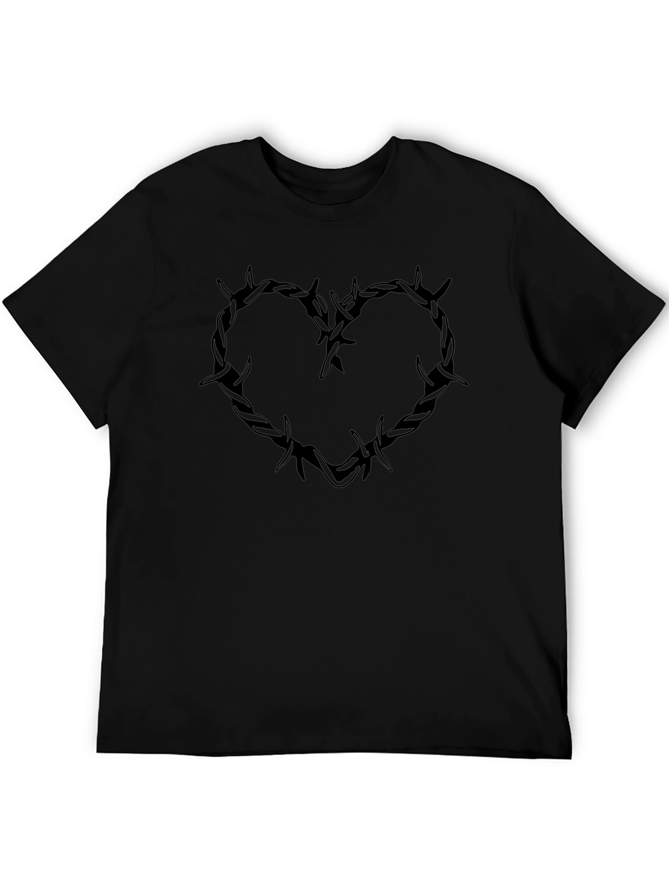 Edgy Heart Barbed Wire Graphic Tee - Black