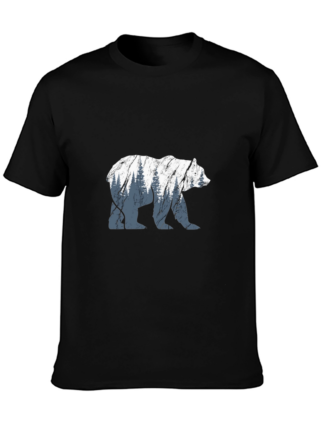 Bear Silhouette Graphic Black T-Shirt