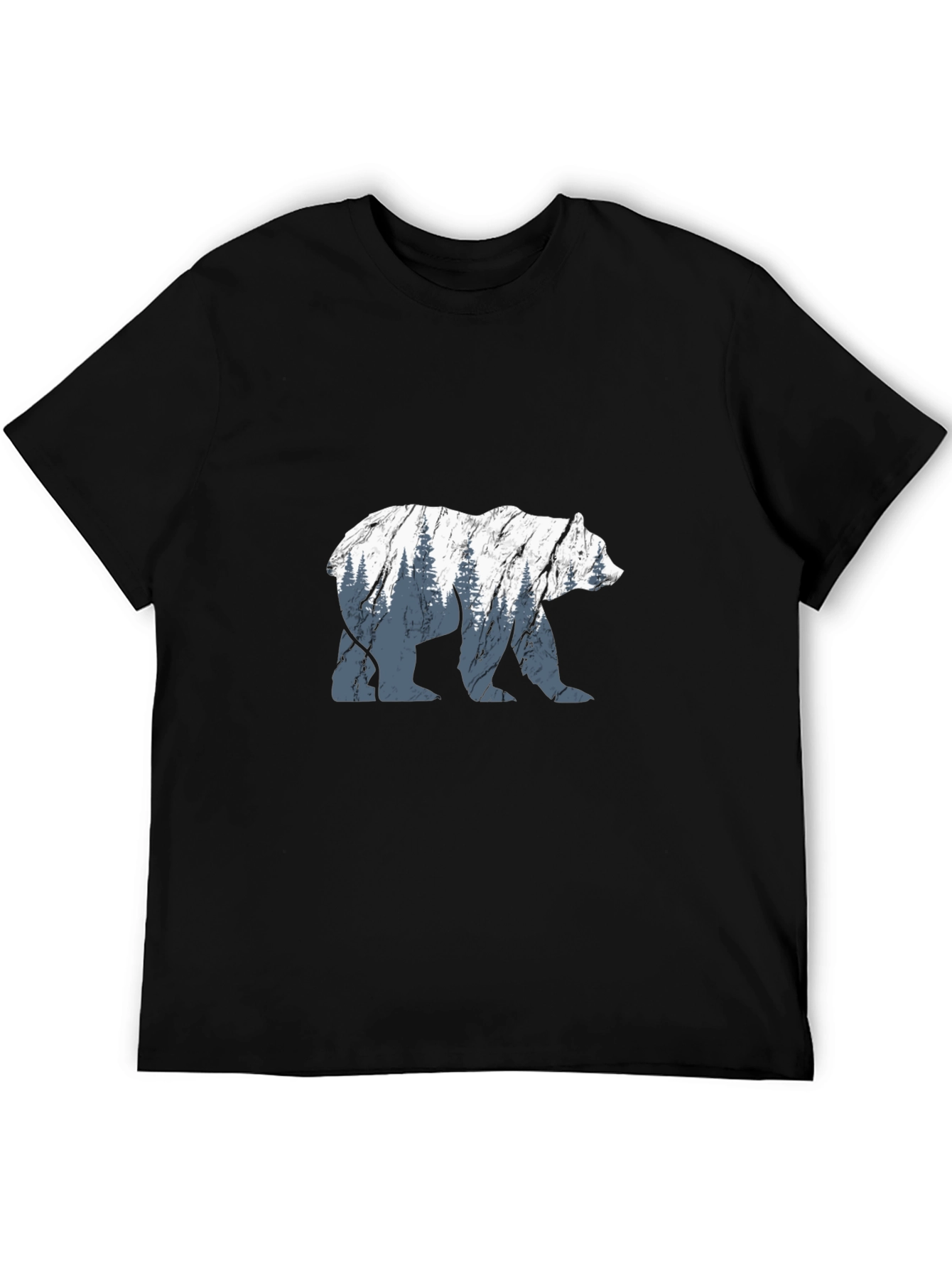 Bear Silhouette Graphic Black T-Shirt