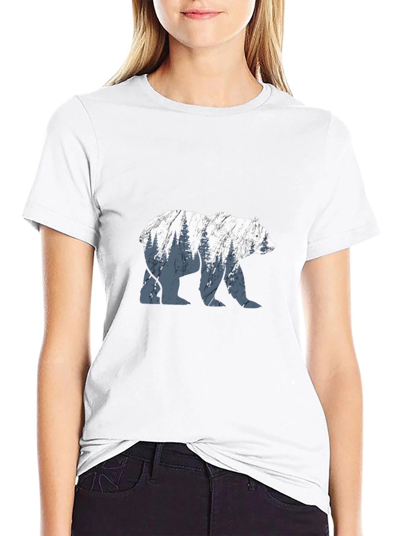 Bear Silhouette Graphic Black T-Shirt