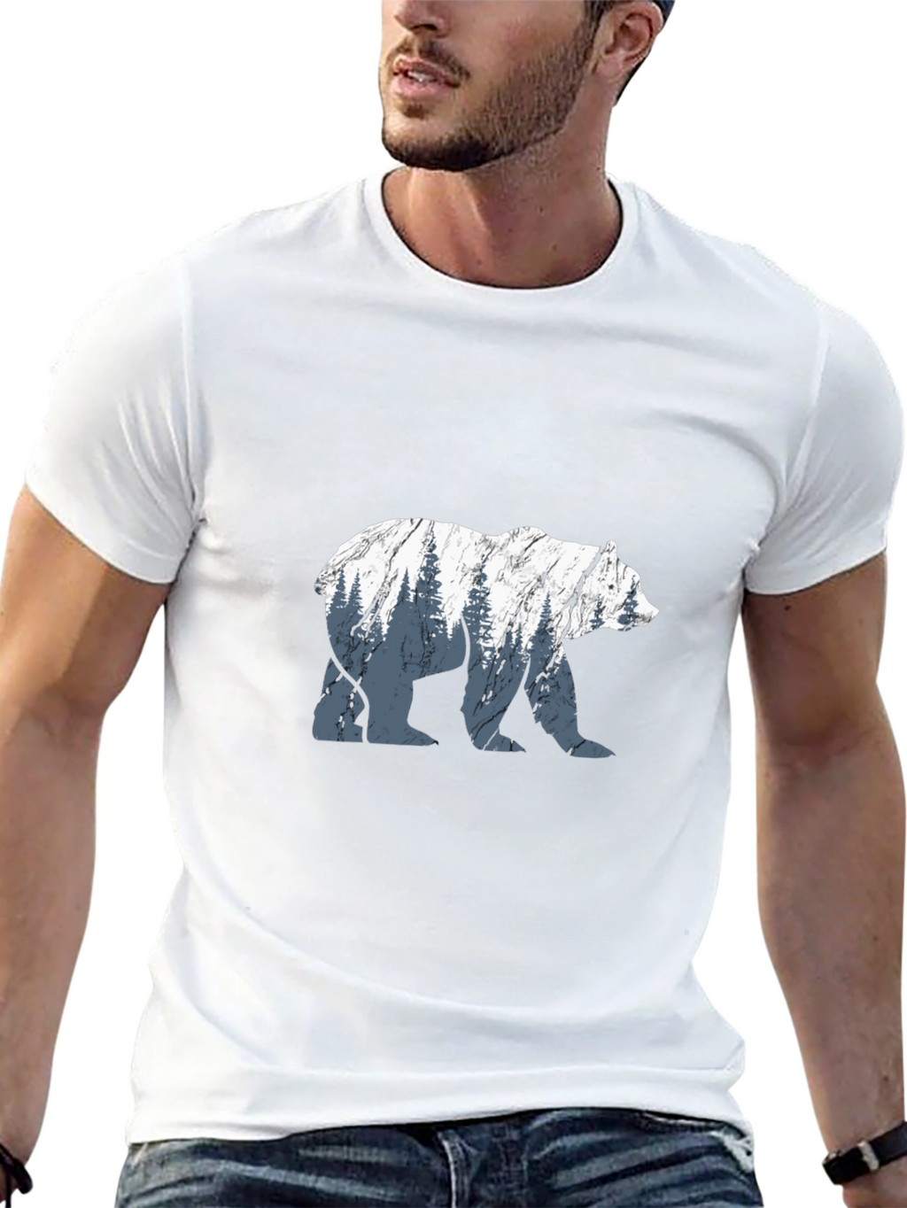 Bear Silhouette Graphic Black T-Shirt